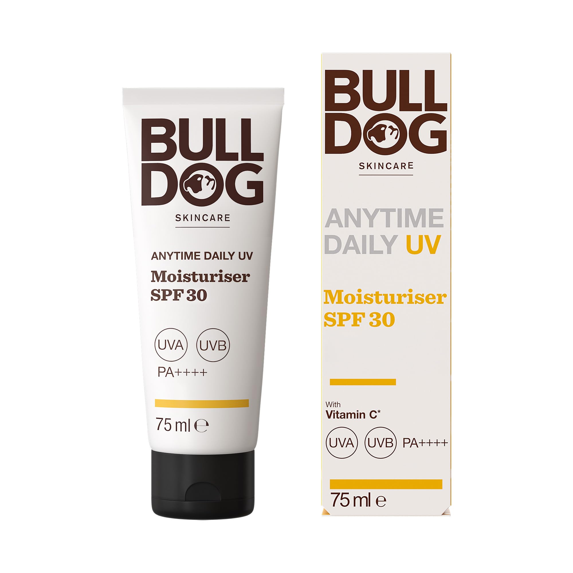 BULLDOG SKINCARE Anytime Daily UV Feuchtigkeitscreme LSF 30 für Männer 75 ml, Safrangelb