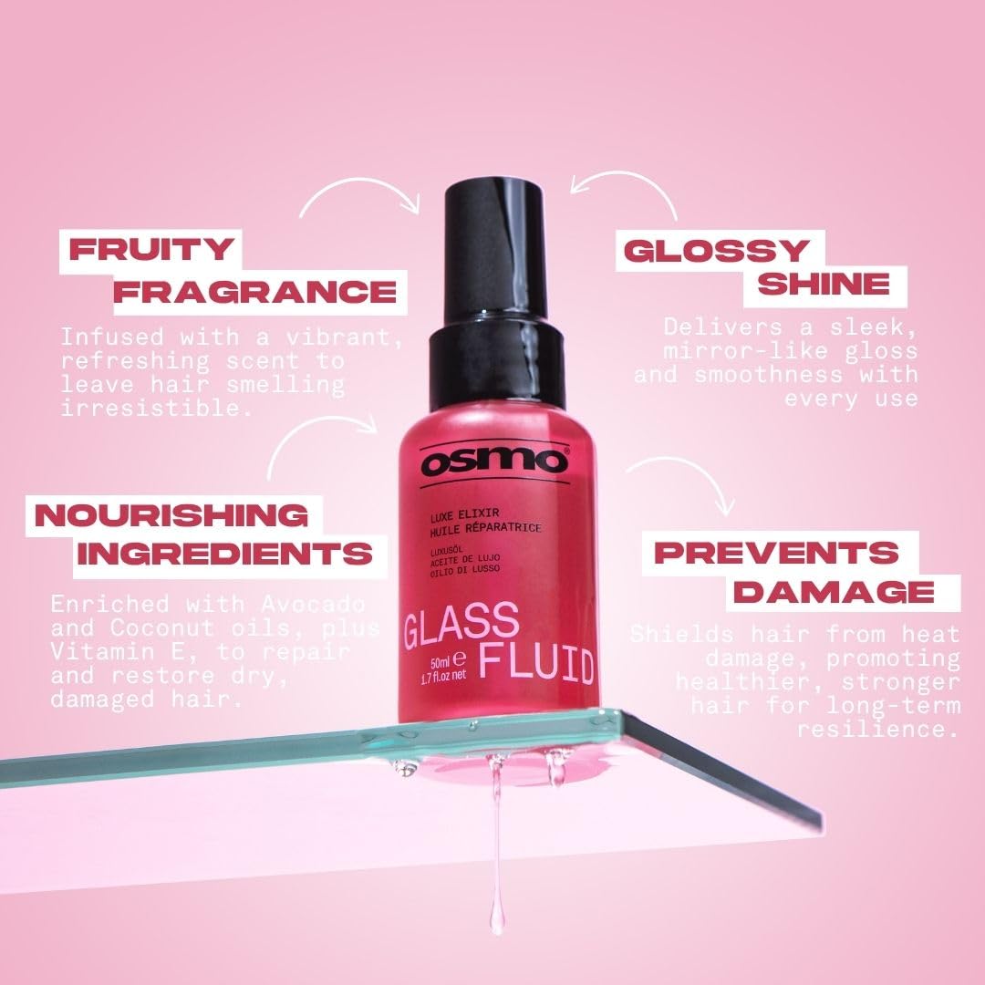 OSMO Glass Fluid Luxe Elixir | Vegan Hair Repair Complex with Coconut & Avocado Oil