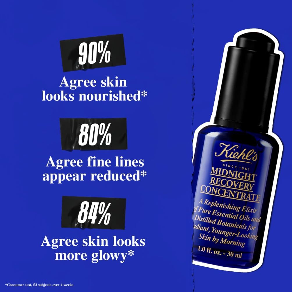 Kiehl's Midnight Recovery Concentrate Moisturising Face Oil for Skin Restoration 3