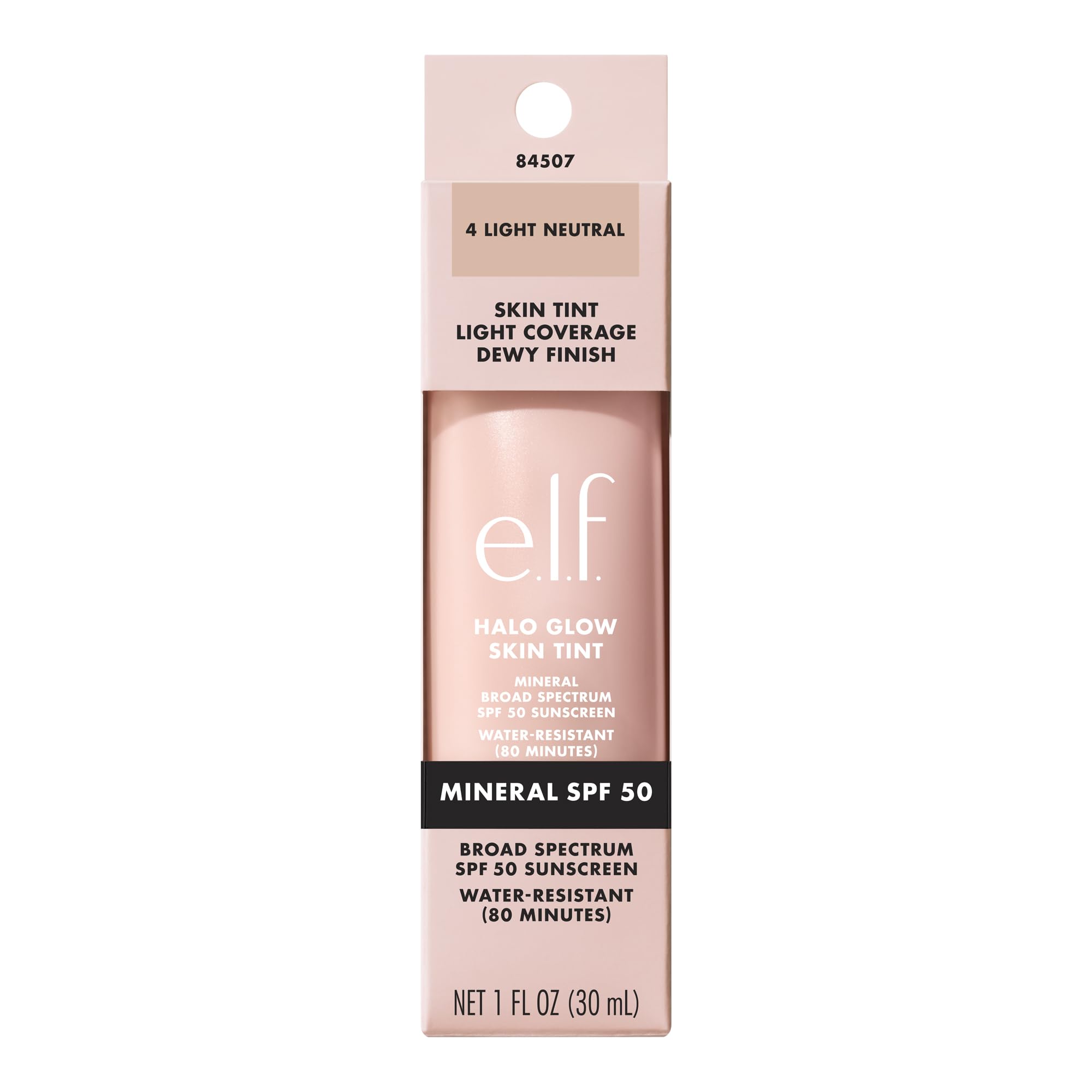 elf Halo Glow Skin Tint SPF 50, getönte Feuchtigkeitscreme für leichte, aufbaubare Deckkraft, verleiht einen natürlichen Glow, vegan und tierversuchsfrei, Farbton 4 Light Neutral 9