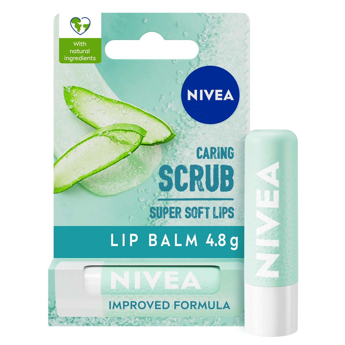 NIVEA 2in1 Aloe Vera Lip Scrub (4.8g) with Vitamin E for Deep Moisture