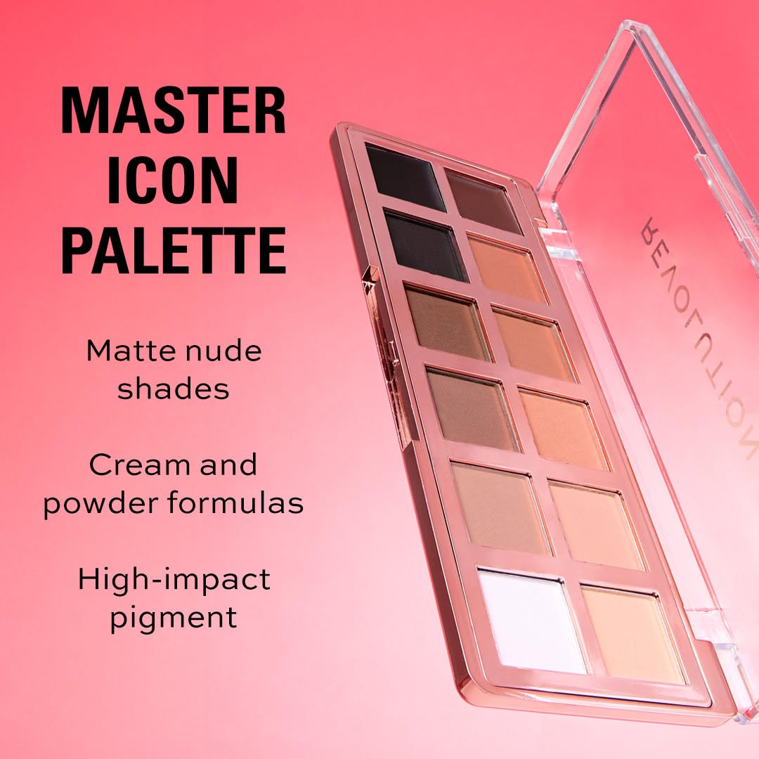 Revolution The Master Icon Matte Nudes Eyeshadow Palette - 12 High-Impact Vegan Shades 5