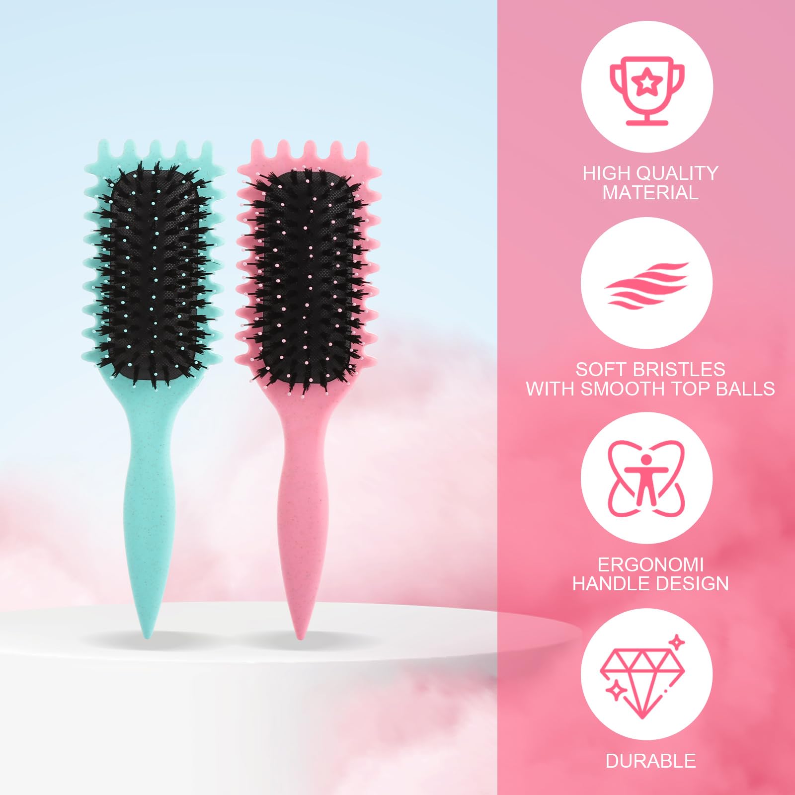 ASelected 2 PCS Curly Hair Brush Set for Curl Defining and Detangling 3