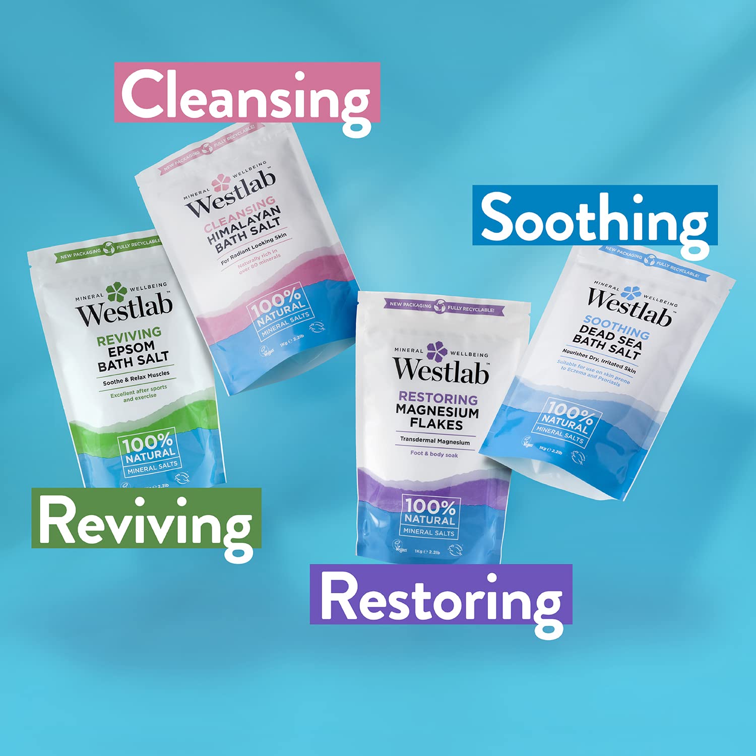 Westlab Recover Epsom Salts with White Willow & Eucalyptus for Muscle Recovery (1kg) 6