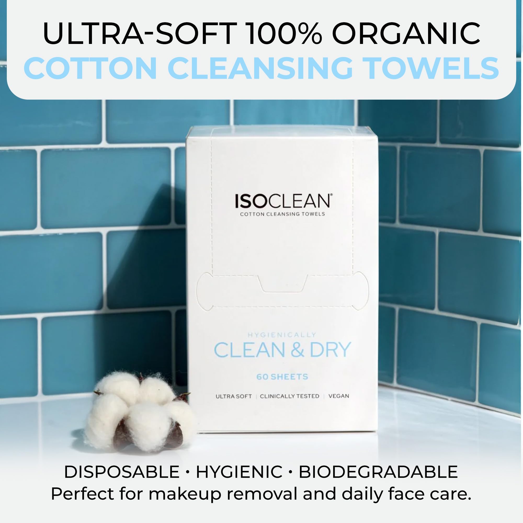 ISOCLEAN Disposable Soft Cotton Face Towels for Makeup Removal and Cleansing 3