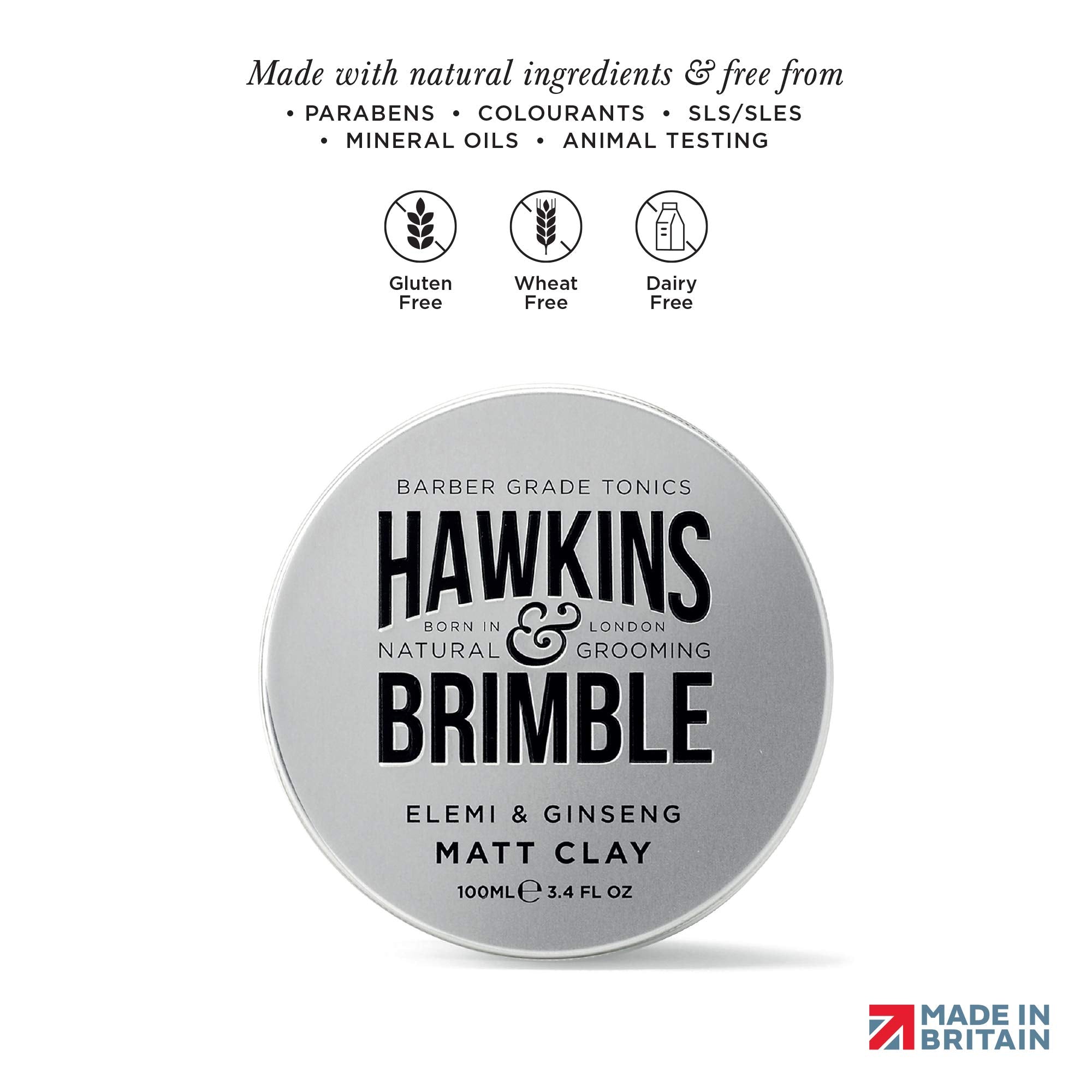 Hawkins & Brimble Matt Clay 100ml - Non Greasy Matte Hair Styling for Men with Elemi & Ginseng Scent 9