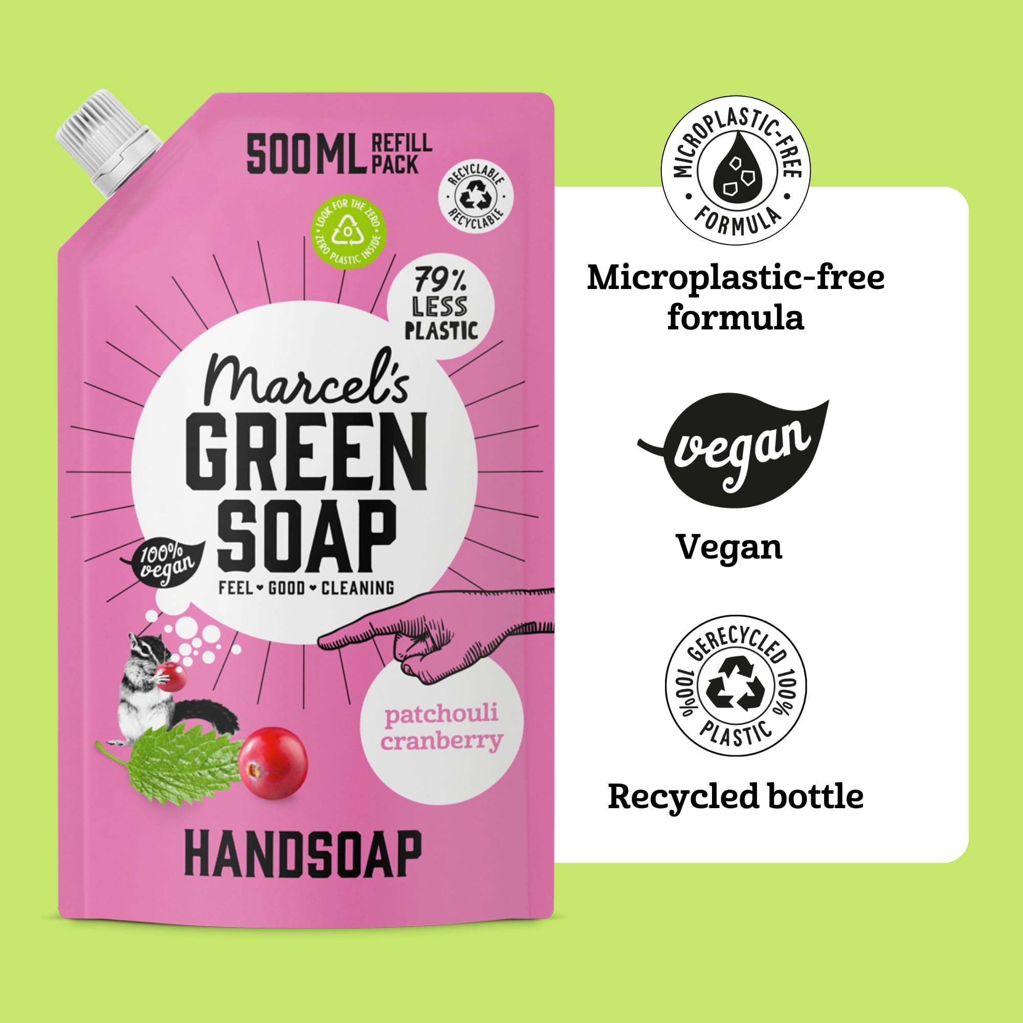 Marcel's Green Soap Hand Soap Refill Patchouli & Cranberry - 500 ml 4