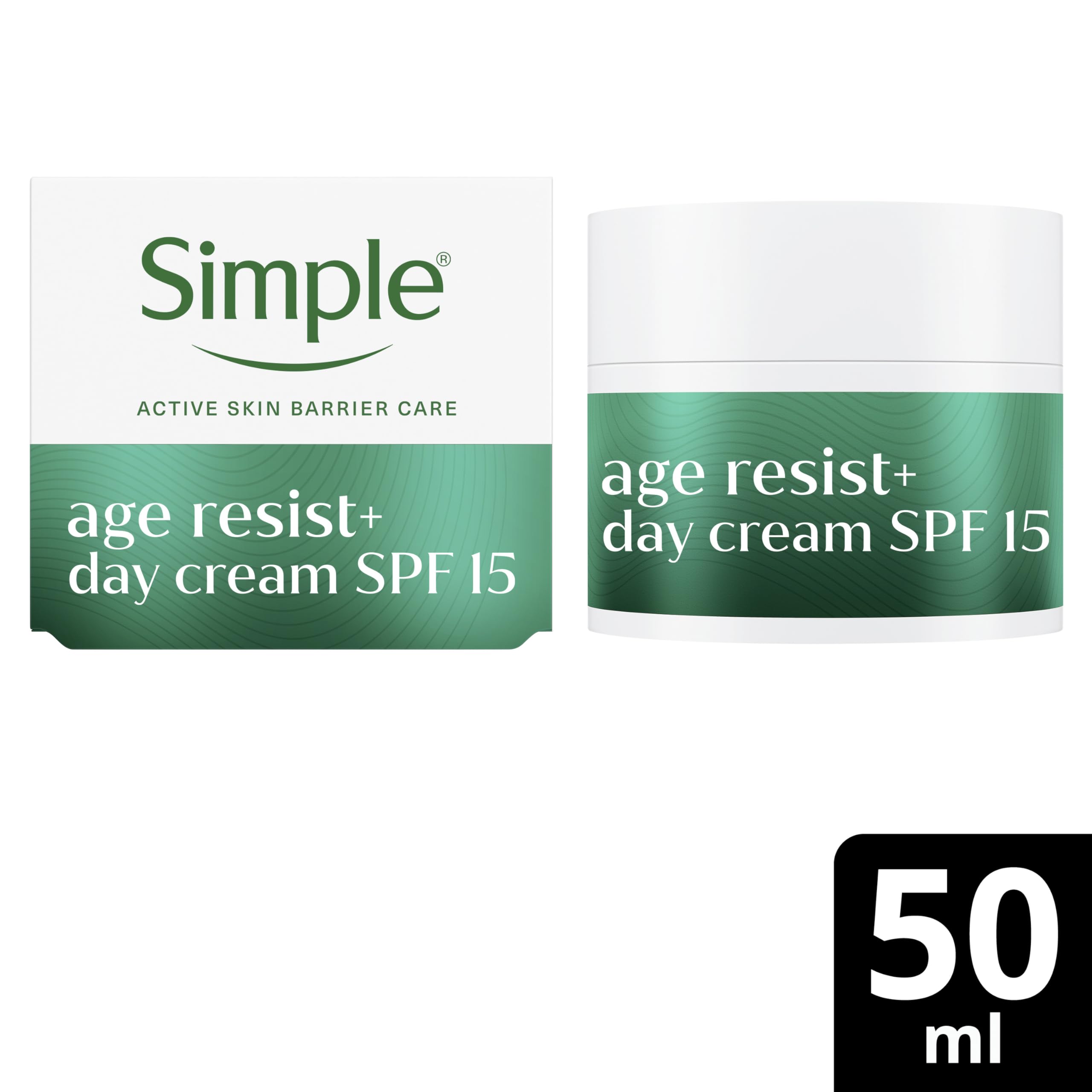 Simple Age Resist+ Tages-Gesichtscreme LSF 15 hilft, vorzeitiger Hautalterung entgegenzuwirken.