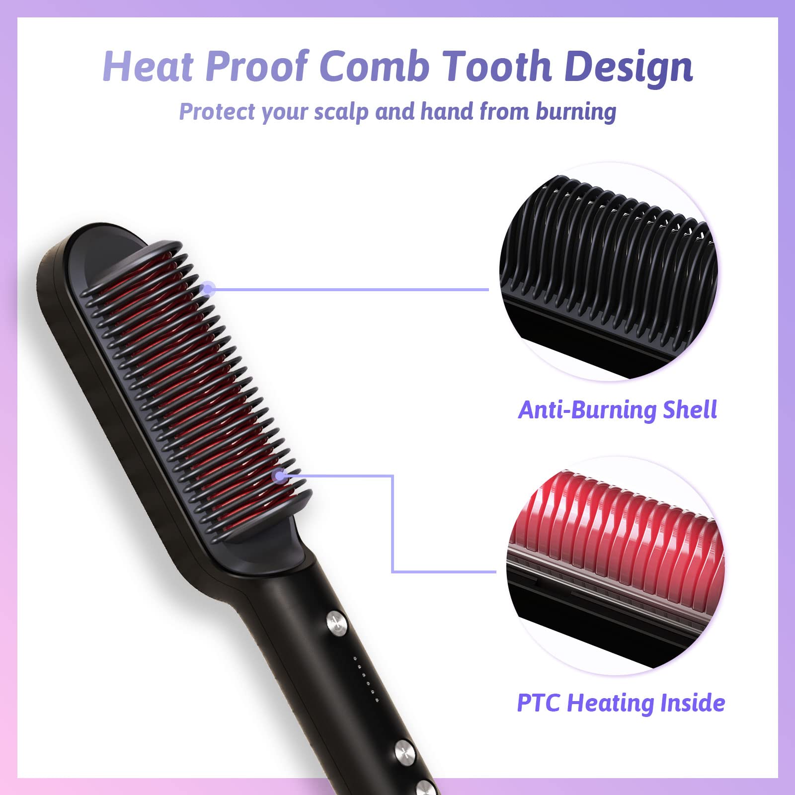 VKK Fast Heating Hair Straightener Brush with 5 Adjustable Temperatures 5