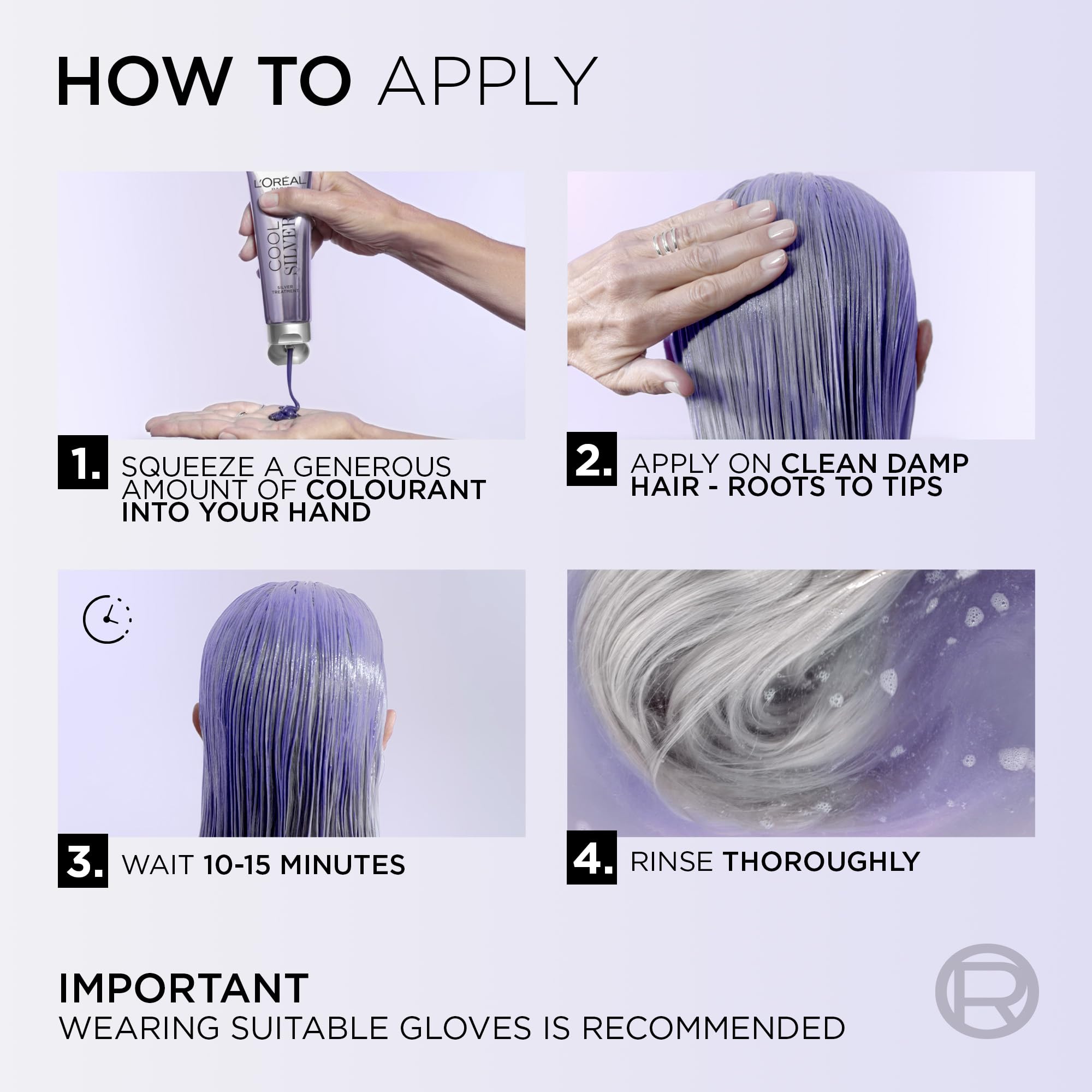 L'Oréal Paris Cool Silver Pure White, unsere erste Farbauffrischungskur für natürlich graues Haar, semi-permanente Farbe, angereichert mit kühlenden Farbstoffen und Ceramiden 6