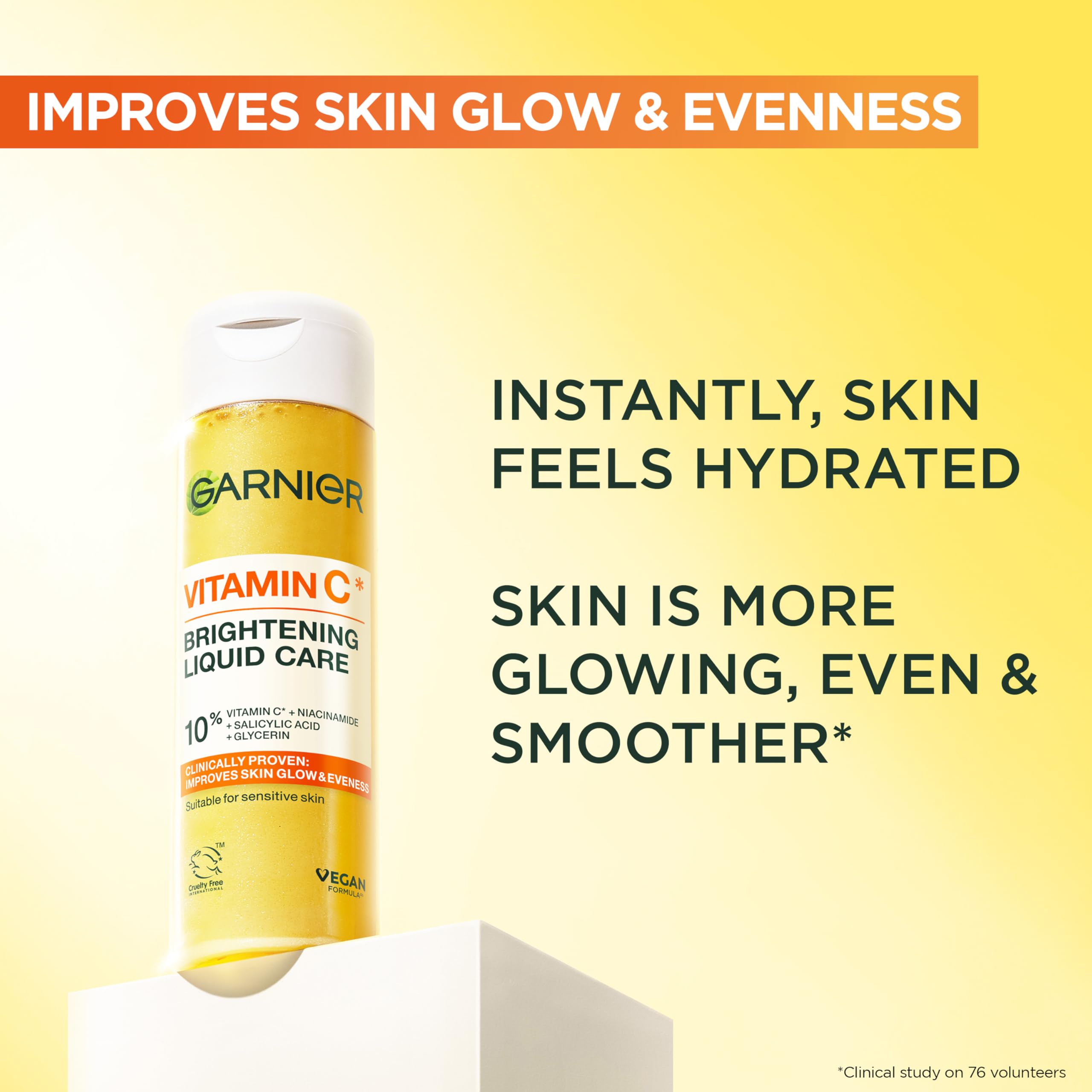 Garnier Vitamin C Brightening Liquid Care with 10% Glycerin, Niacinamide & Salicylic Acid, 120ML