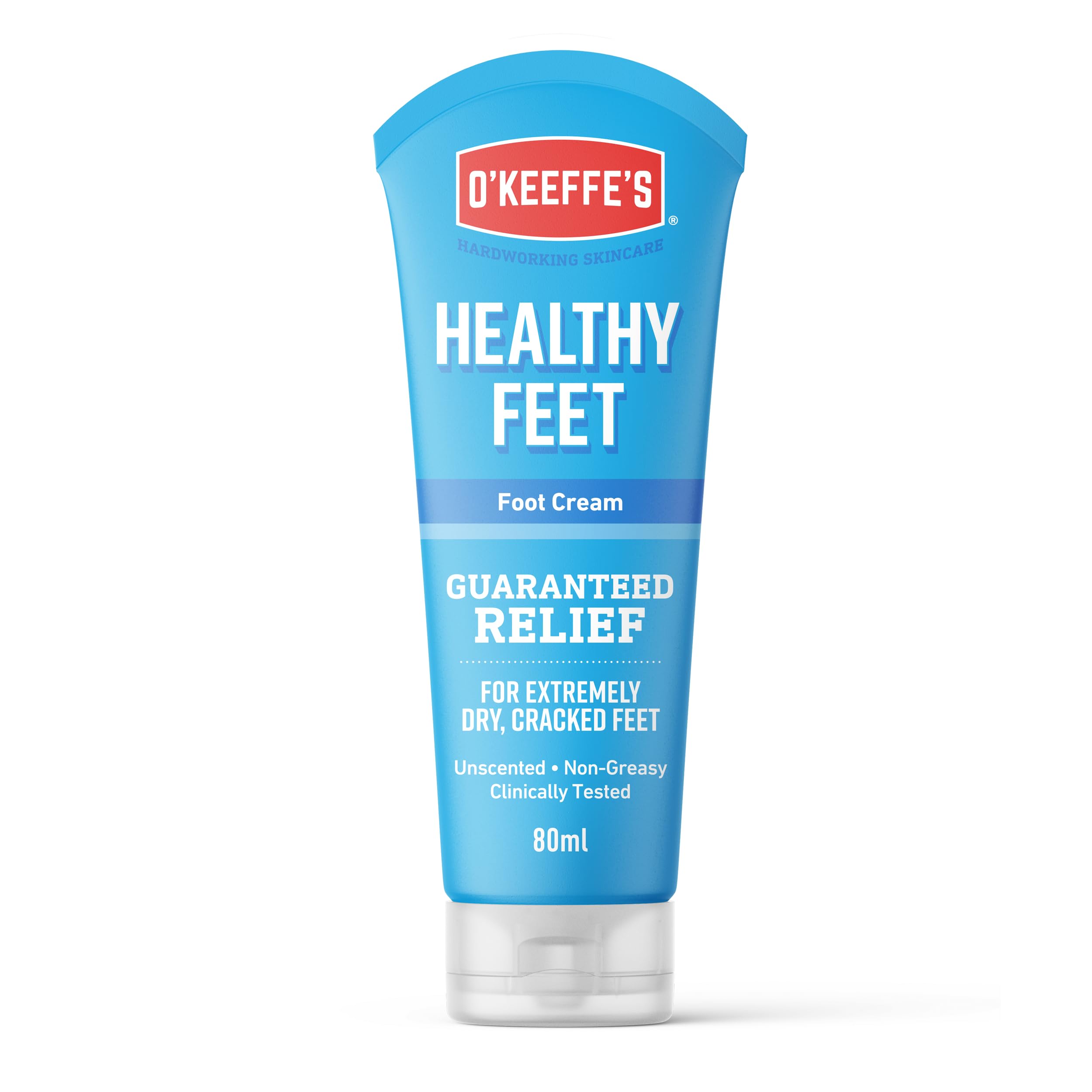 O'Keeffe's Healthy Feet Foot Cream Tube, 80ml – Relieves Extremely Dry, Cracked Feet & Boosts Moisture