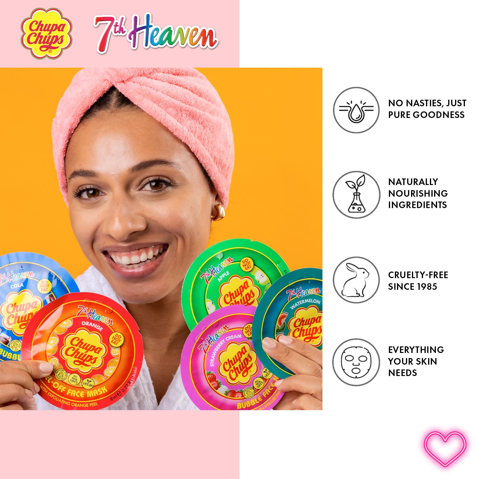 7th Heaven x Chupa Chups Bubble Peel Off Face Mask with Caffeine - Cola Scent, Vegan 7