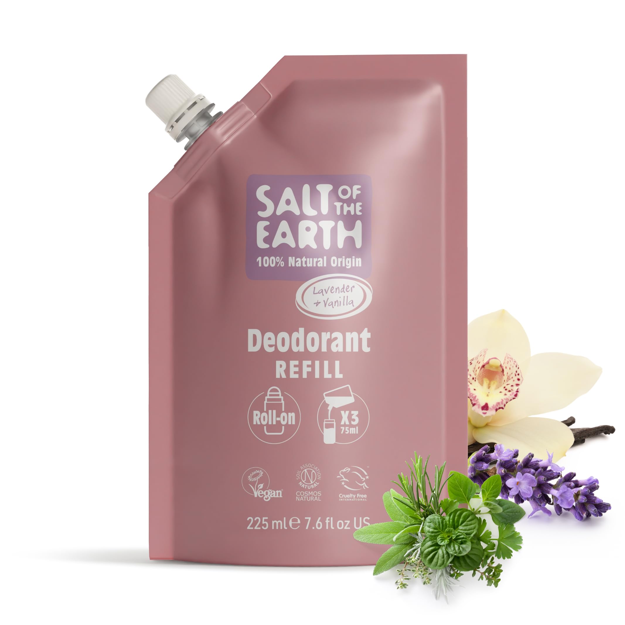Salt of the Earth Natural Deodorant Roll On Refill Pouch - Lavender & Vanilla (3x Uses)
