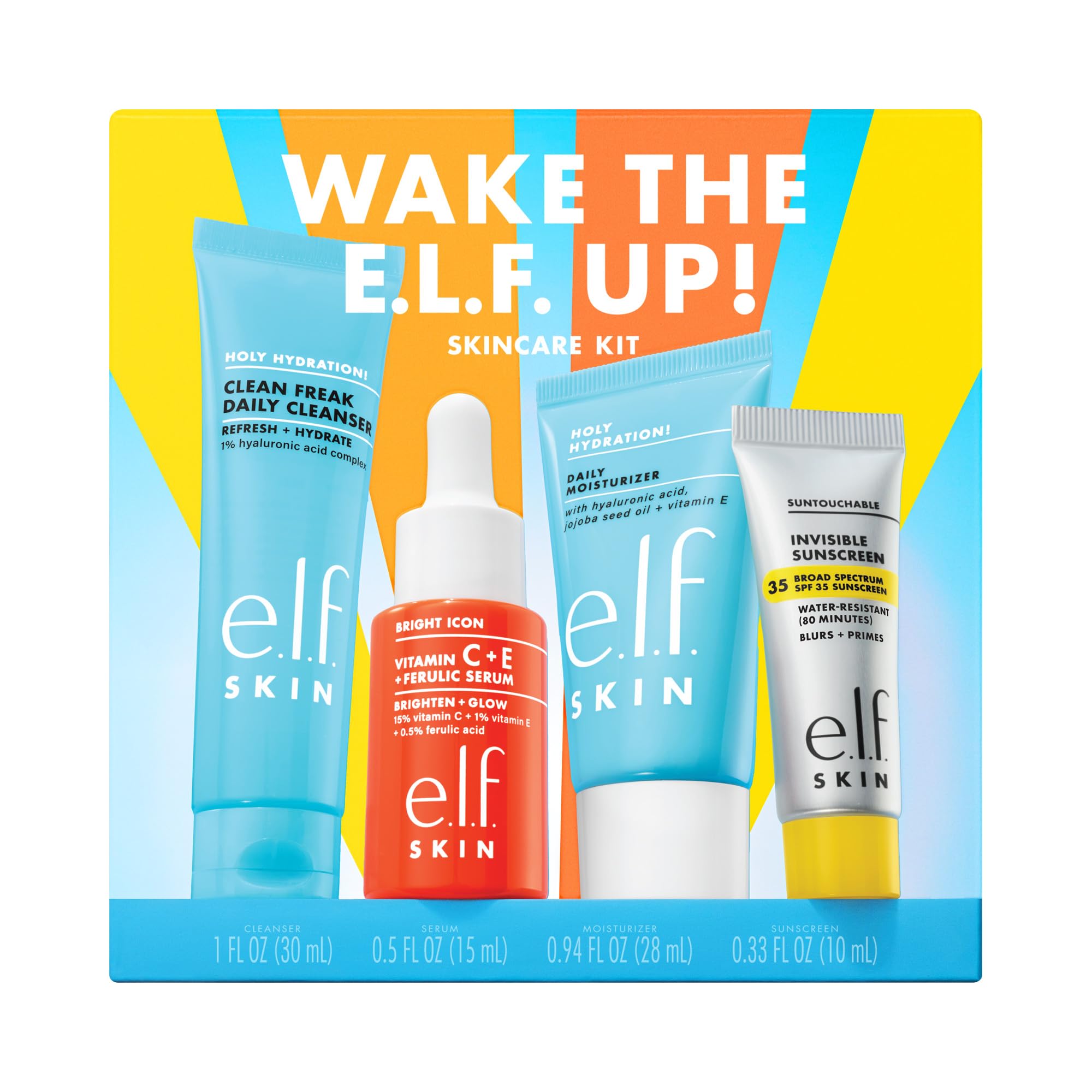 e.l.f. SKIN Wake the e.l.f. Up Travel Skincare Kit - Hydrating & Brightening