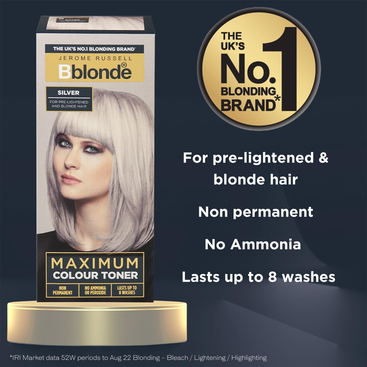 Jerome Russell Bblonde Maximum Colour Silver Toner - Non Permanent Hair Dye for Pre Lightened Hair, 75ml