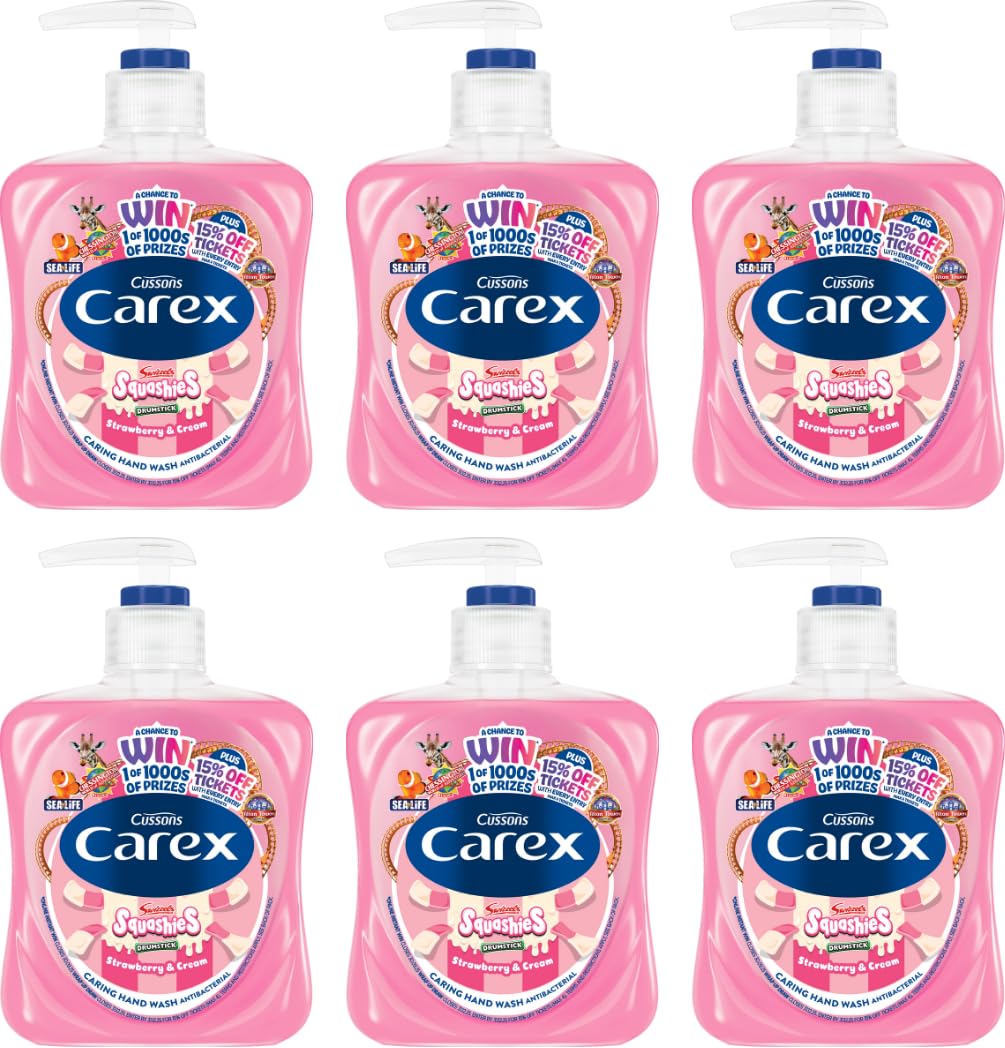 CAREX Fun Editions Squashies Strawberry & Cream Antibacterial Hand Wash Multipack (6 x 250ml)