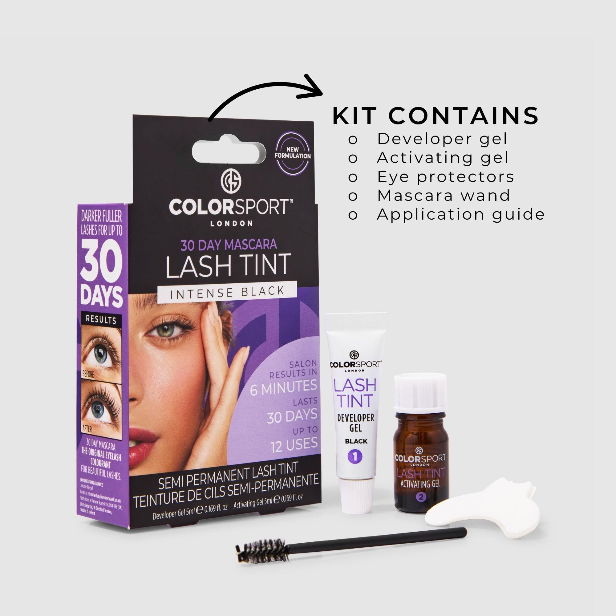 Colorsport 30 Day Semi-Permanent Black Mascara Lash Tint Kit 6