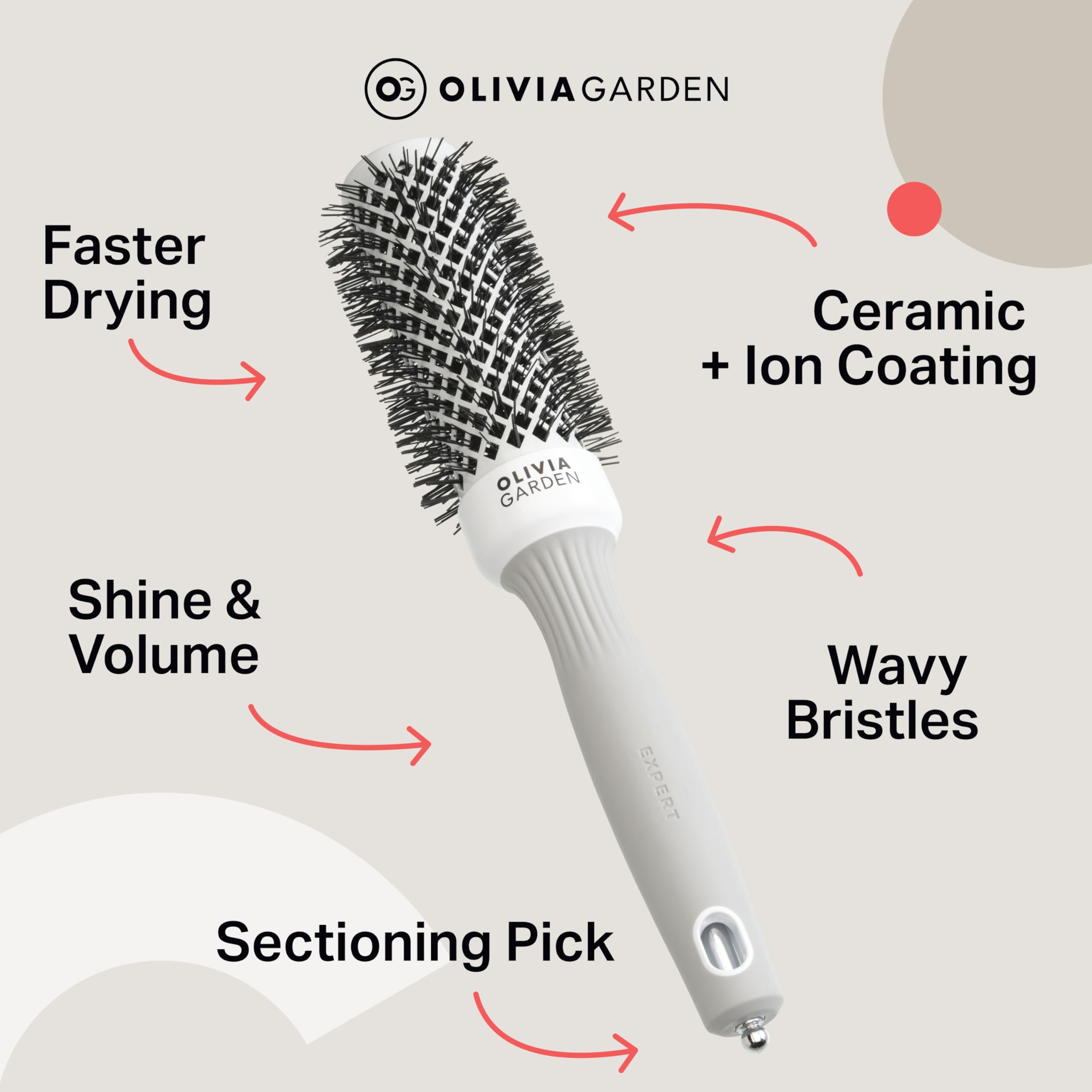 Olivia Garden Expert Blowout Shine Brush - Ceramic Coated Round Brush - Size 35 9