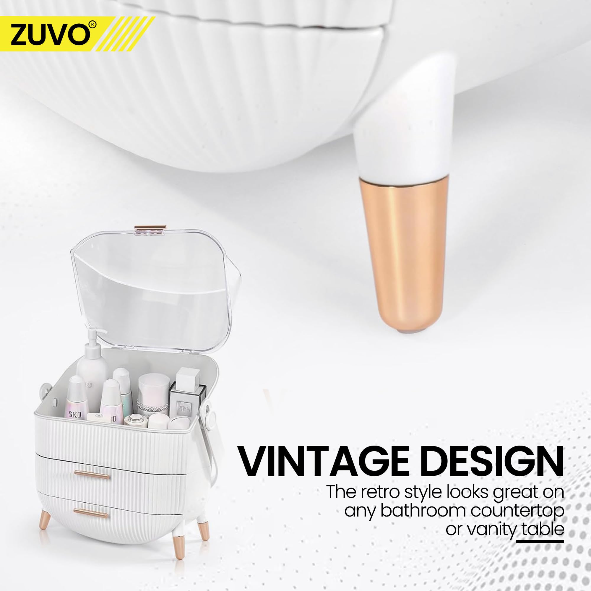 Zuvo Expandable Makeup Organiser with 2 Large Drawers for Skincare & Cosmetics 5