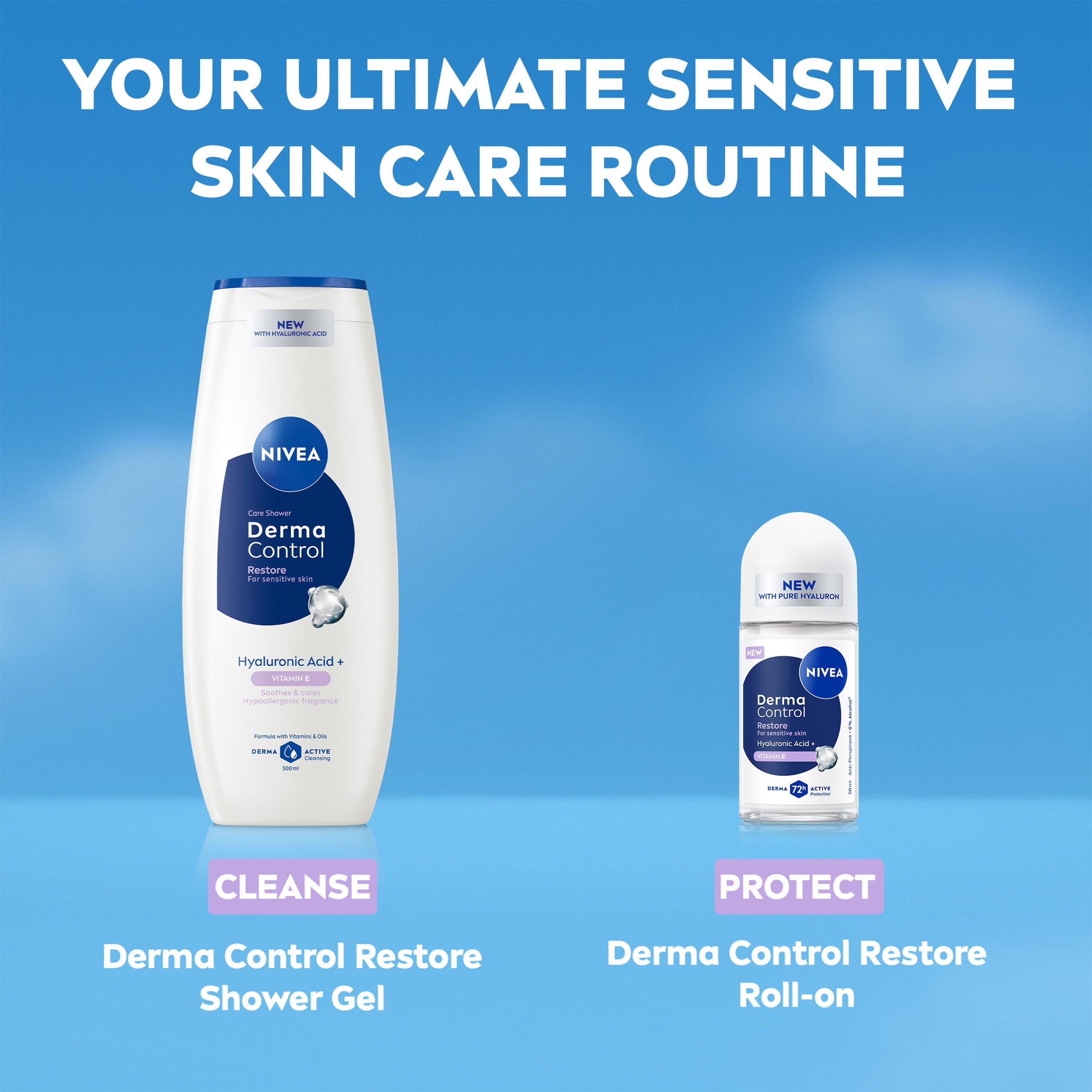 NIVEA Derma Control Restore Shower Gel 500ml Moisturising Body Wash for Sensitive Skin 9