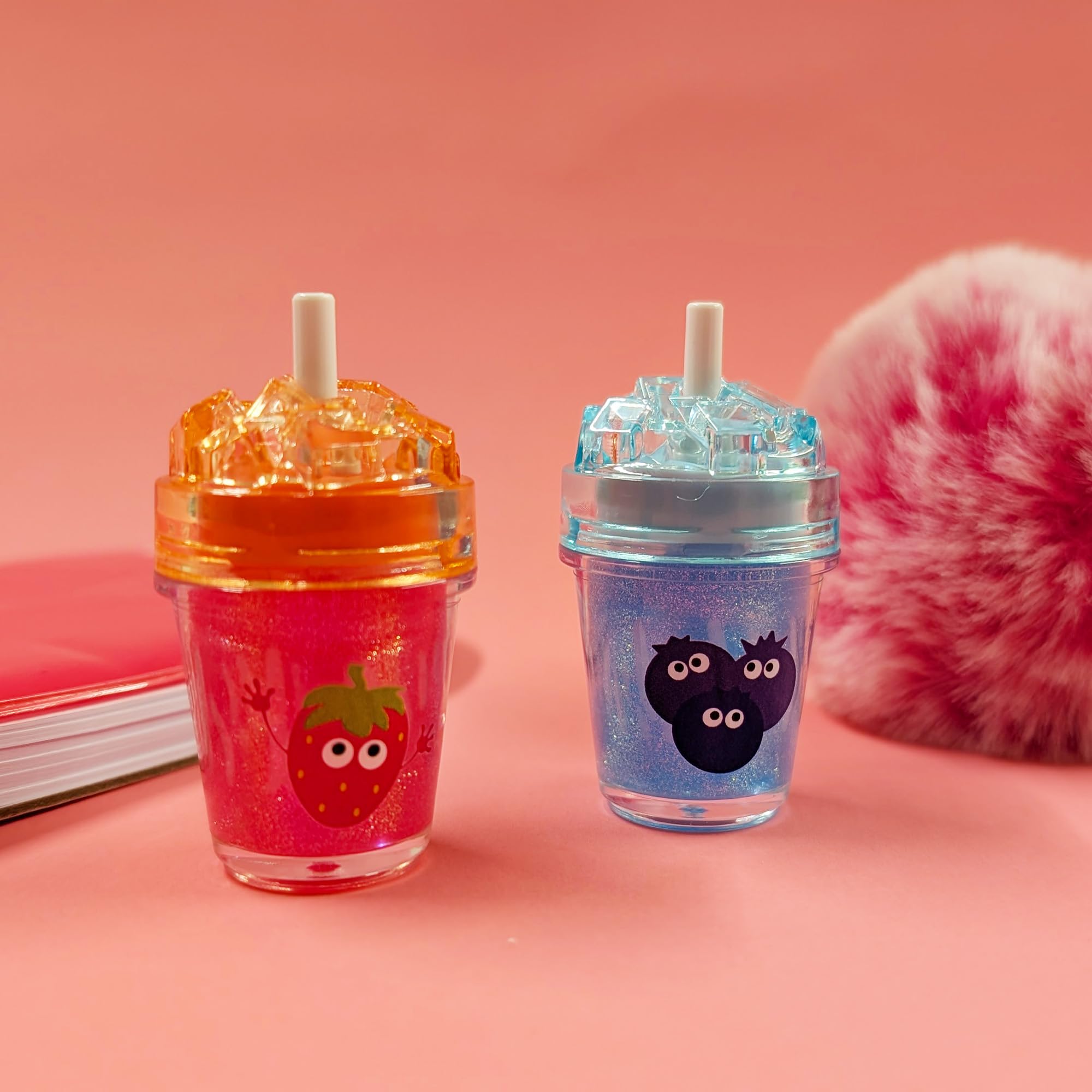 Tinc Scented Sparkly Lip Gloss Duo - Strawberry & Blueberry Ice Design - Moisturizing 4