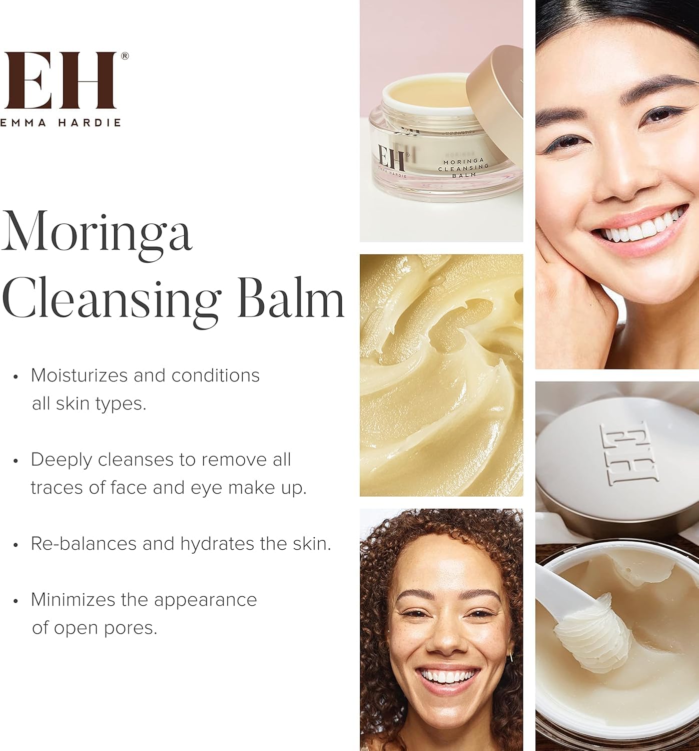 Emma Hardie 100ml Moringa Cleansing Balm Set with Dual Action Cloth 3