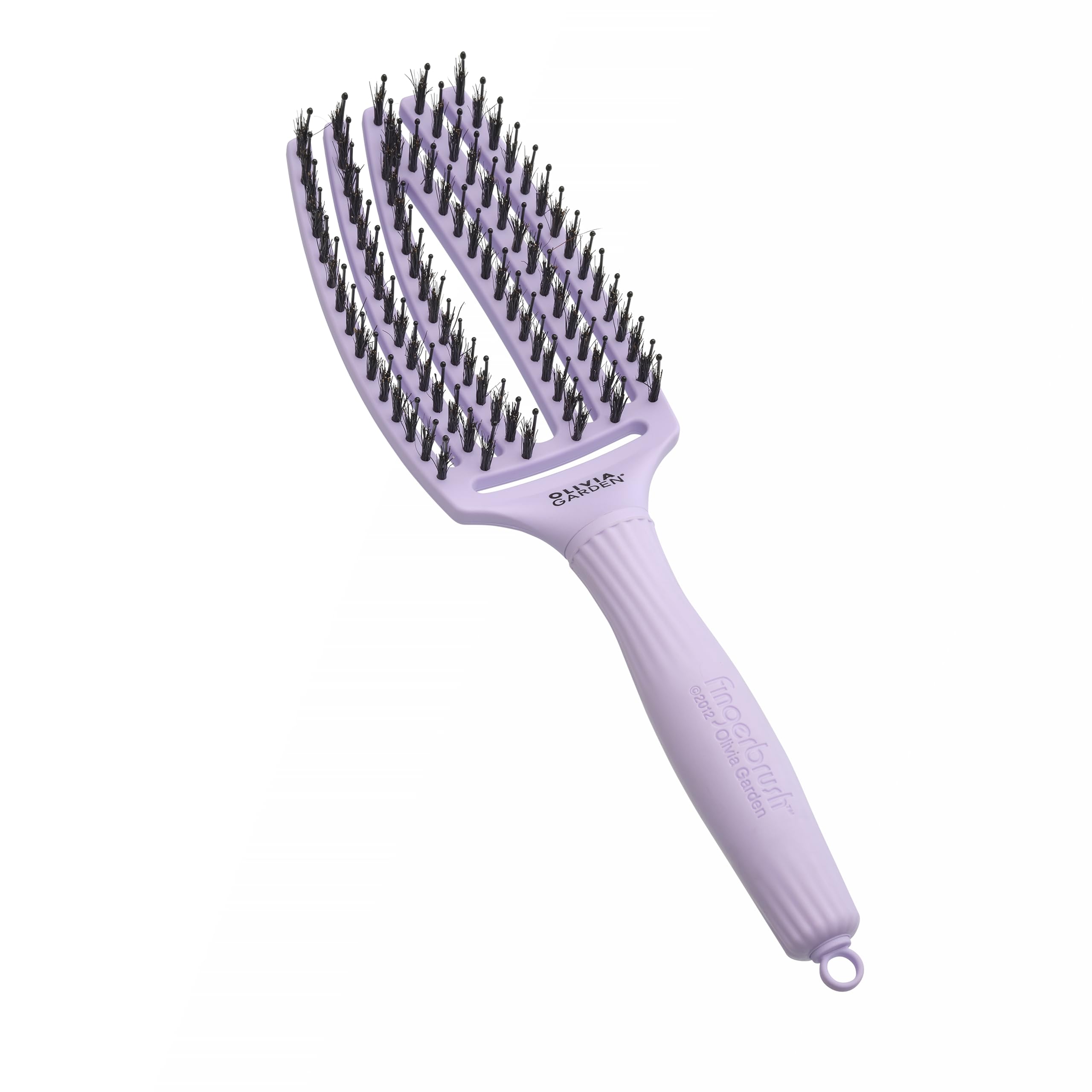 Olivia Garden Fingerbrush Care Iconic Medium Hairbrush - Lavender with Boar & Nylon Bristles for Shine
