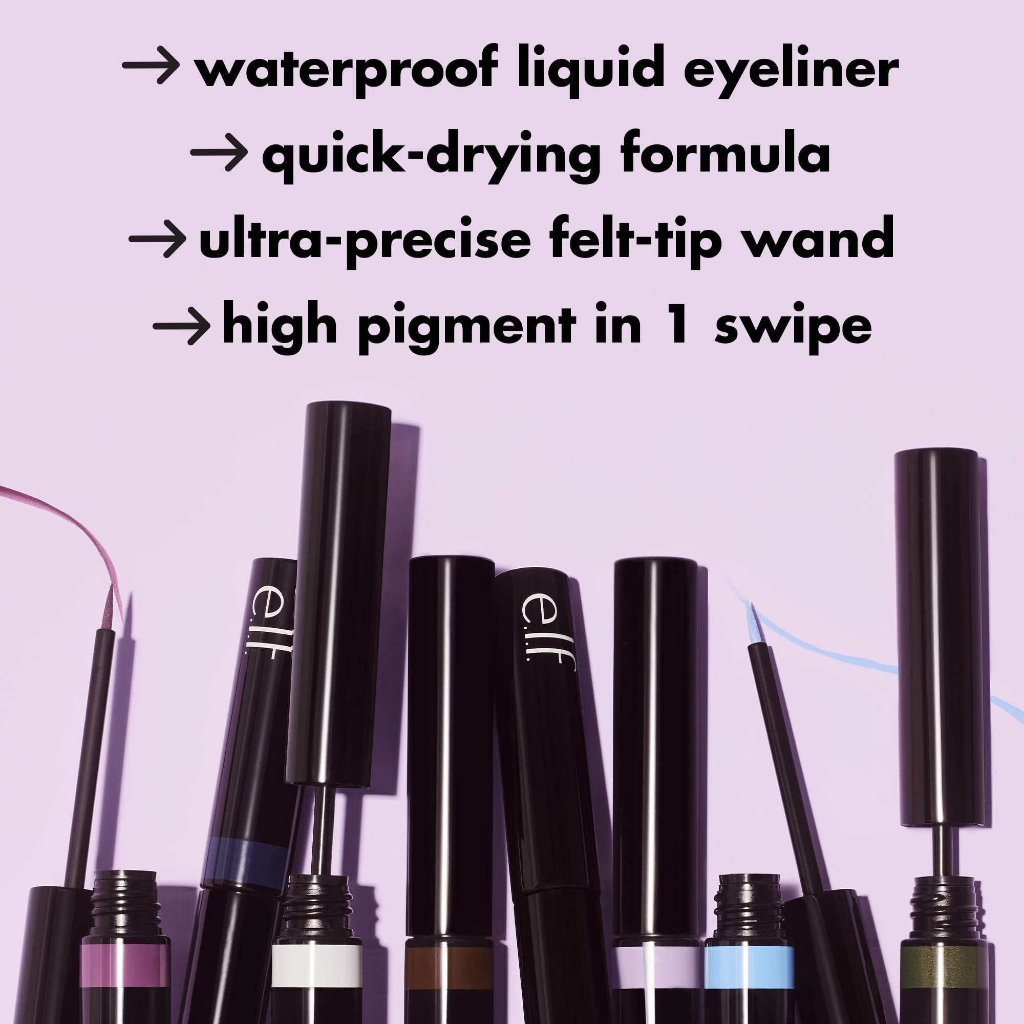 e.l.f. H2O Proof Inkwell Eyeliner Pen - High-Pigment Waterproof Liquid Eyeliner in Sugarplum 4