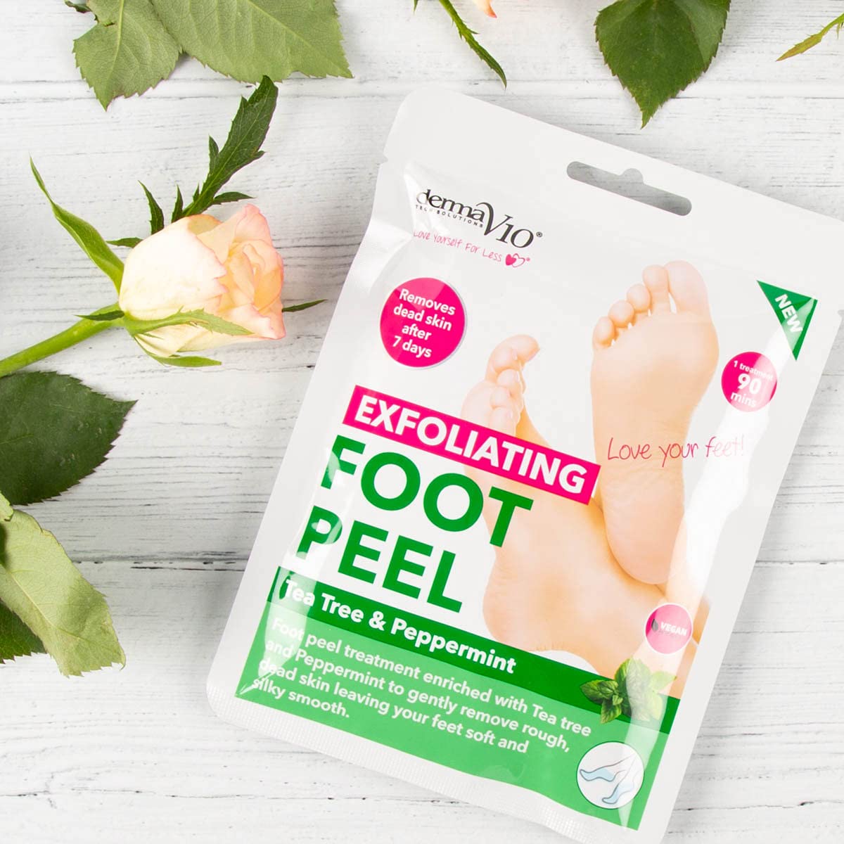 Derma V10 Exfoliating Foot Peel with Tea Tree and Peppermint for Smooth Feet 4