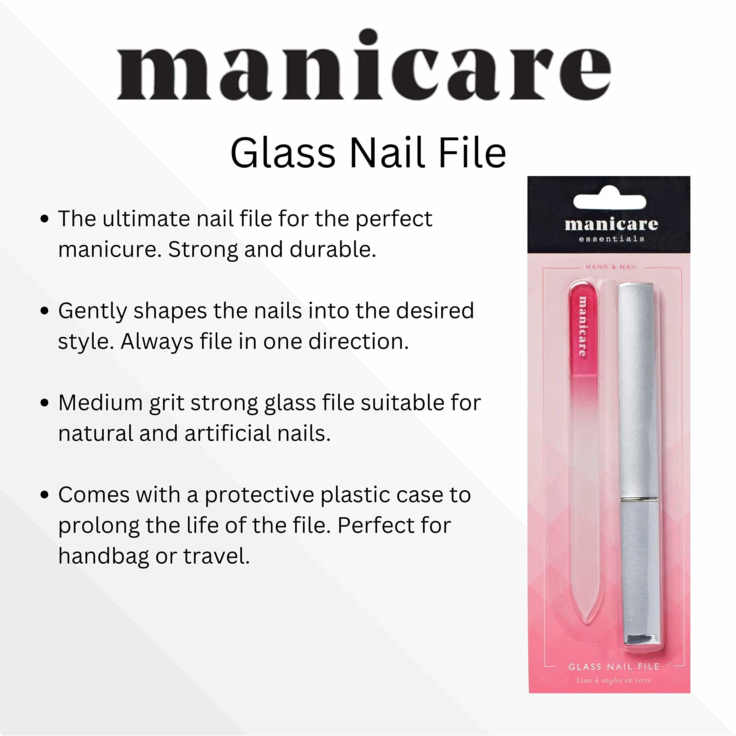 Manicare Double Sided Medium Grit Glass Nail File with Protective Case 4