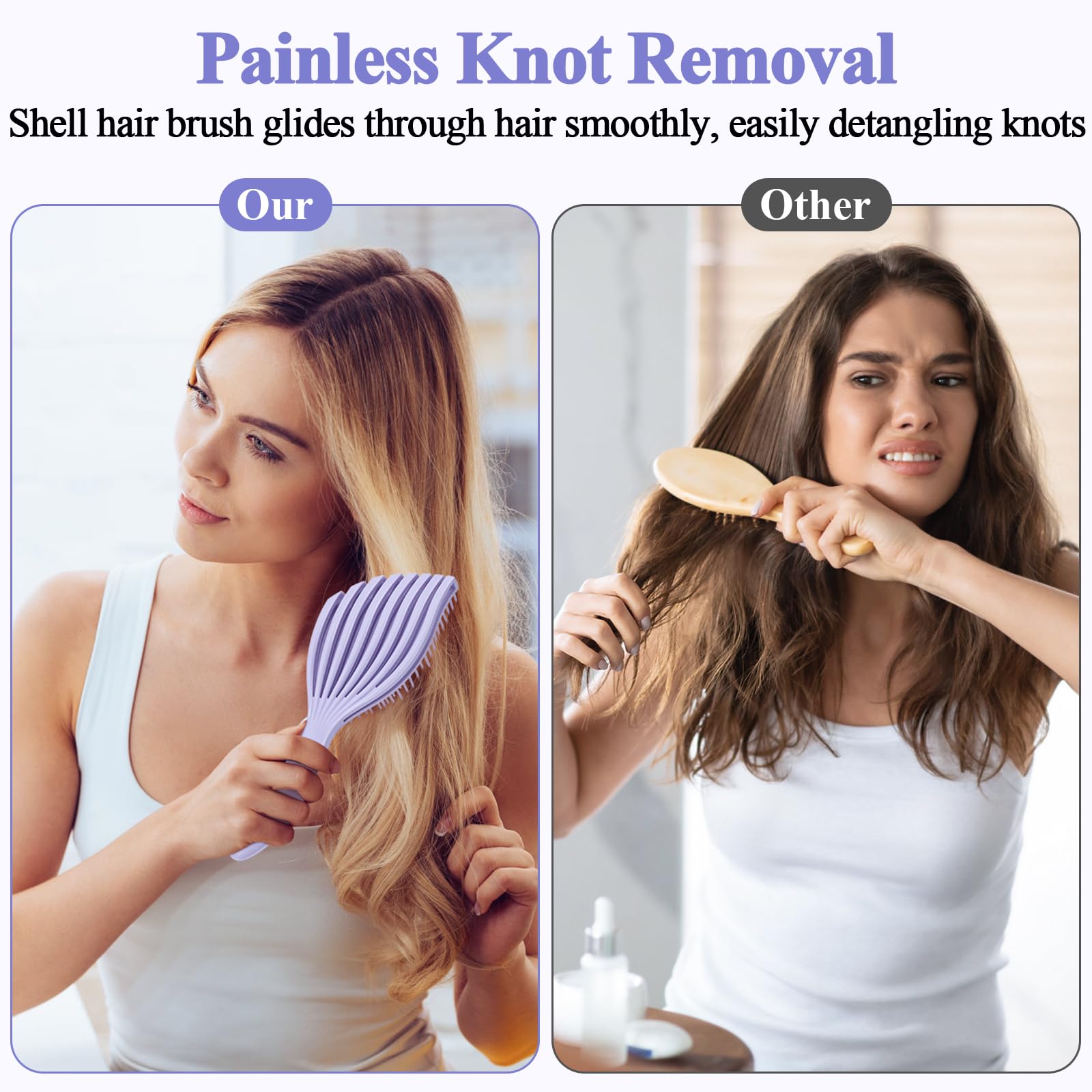 Euqvunn Flexible Purple Detangle Hair Brush for Wet & Dry Hair 6