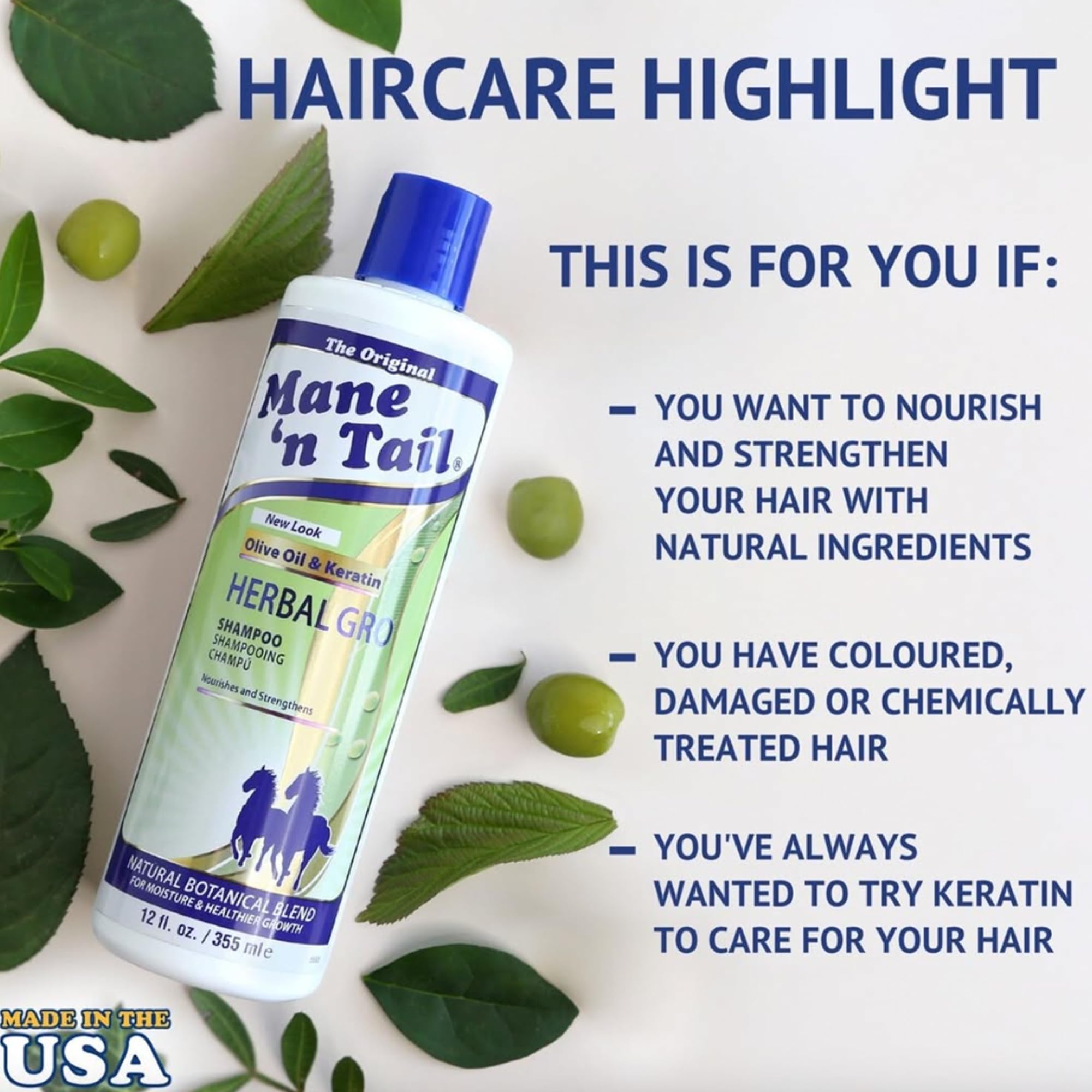 Mane 'n Tail Herbal Gro Shampoo and Conditioner Twin Pack for Hair Growth and Strength