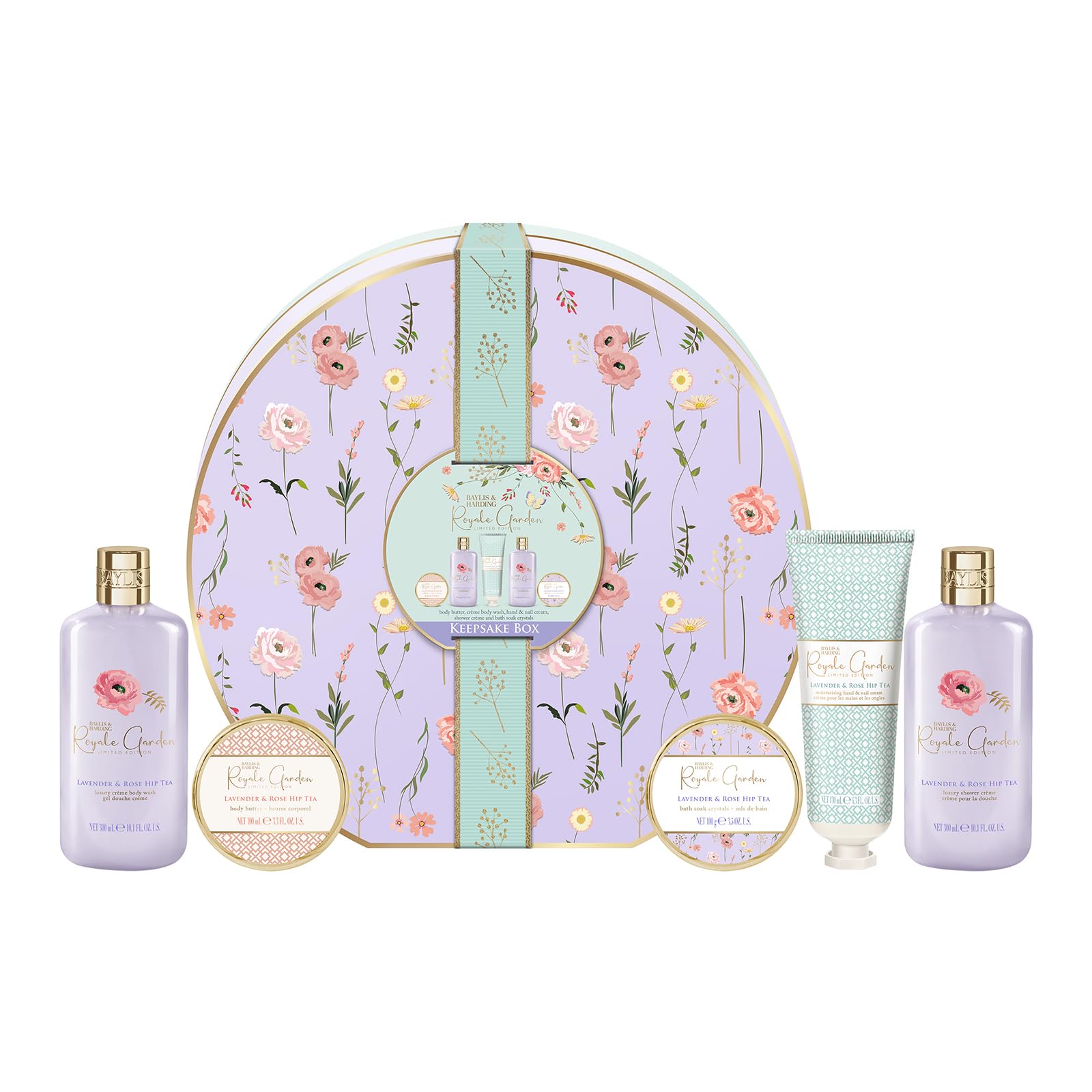 Baylis &amp; Harding Royale Garden Lavendel- und Hagebuttentee-Geschenkset in luxuriöser Hutschachtel (1 Stück) – Vegan 1