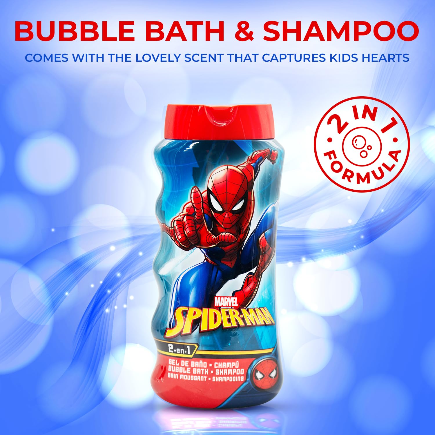 JingHe Spiderman 2-in-1 Kids Bubble Bath & Shampoo with Vitamin E & A 3