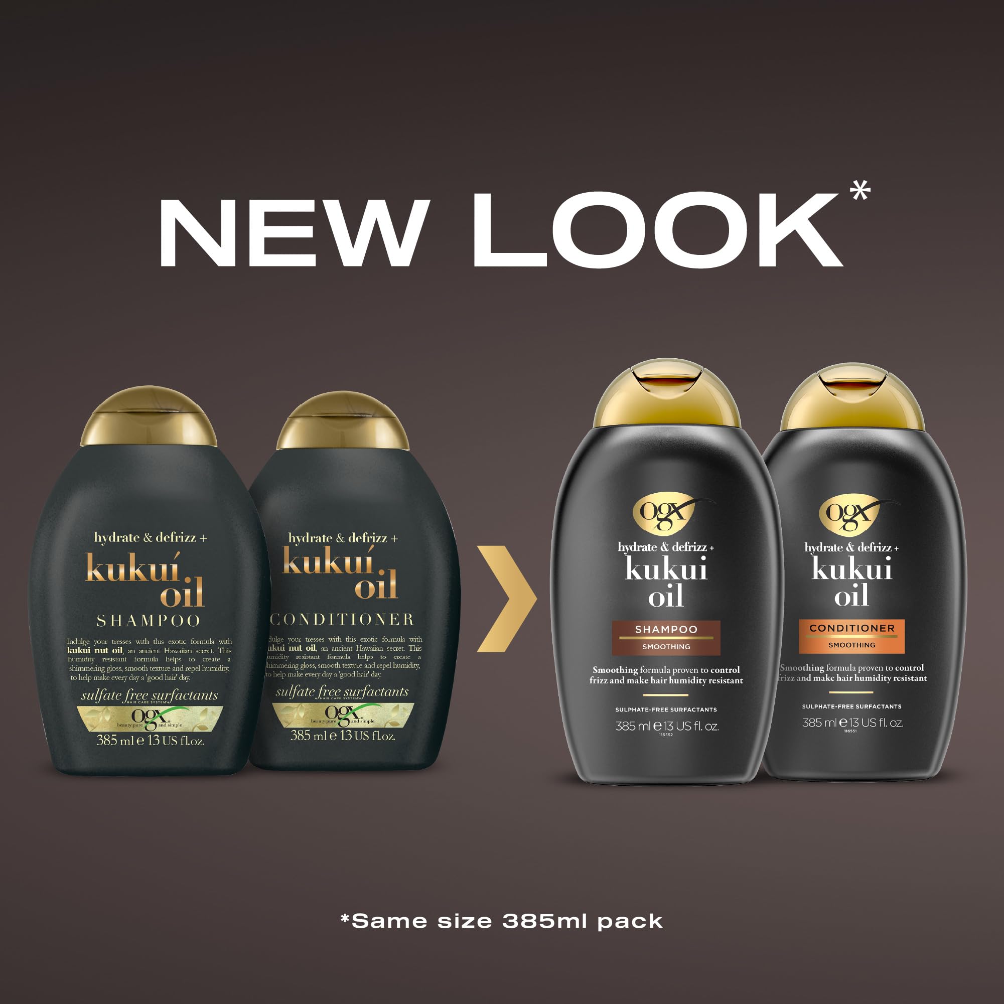 OGX Kukui Oil Shampoo for Frizzy Hair, Humidity Resistant, 385ml