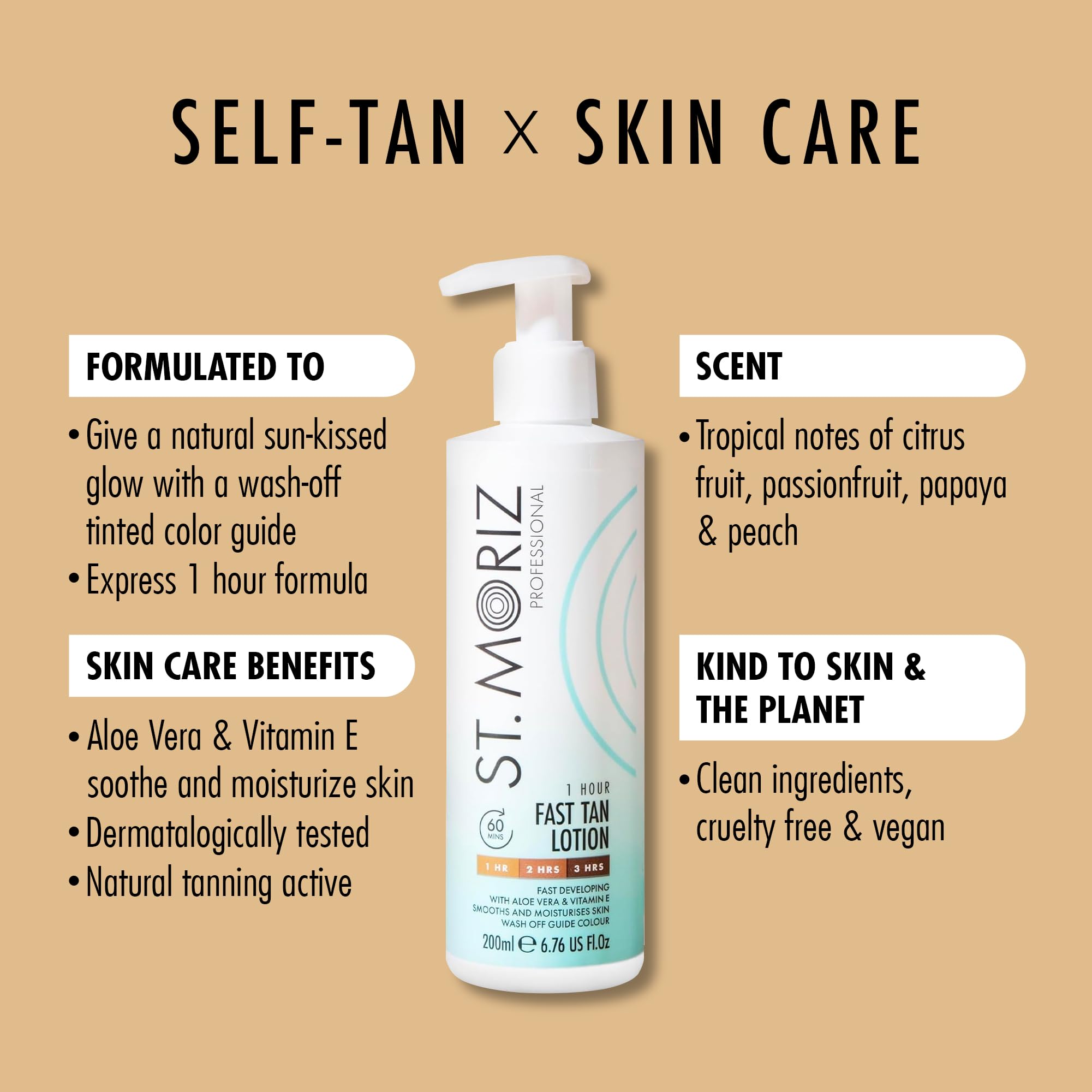 St Moriz Professional Instant 1 Hour Fast Tan Lotion with Aloe Vera & Vitamin E, 200ml
