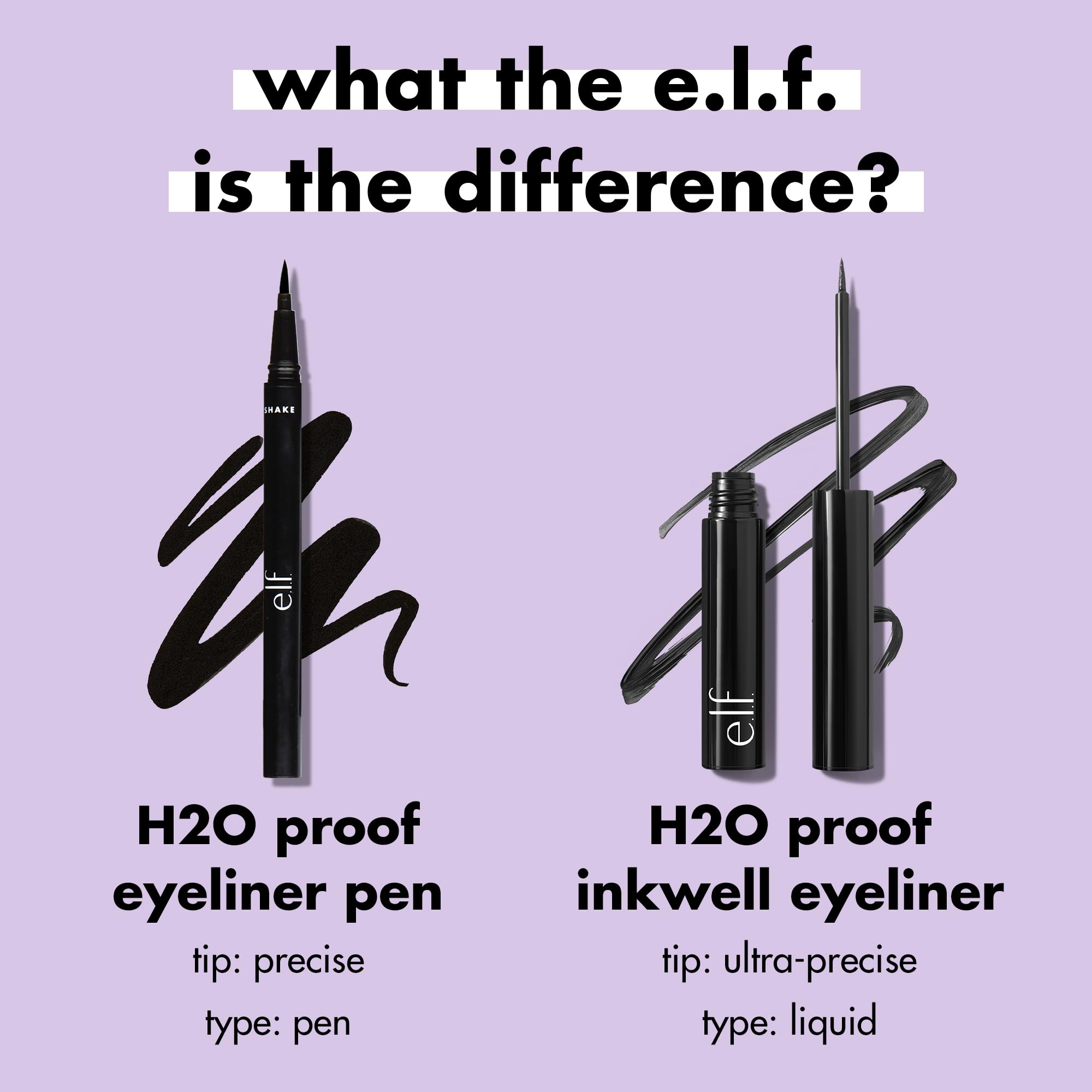 e.l.f. H2O Proof Inkwell Eyeliner Pen - High-Pigment Waterproof Liquid Eyeliner in Sugarplum 7