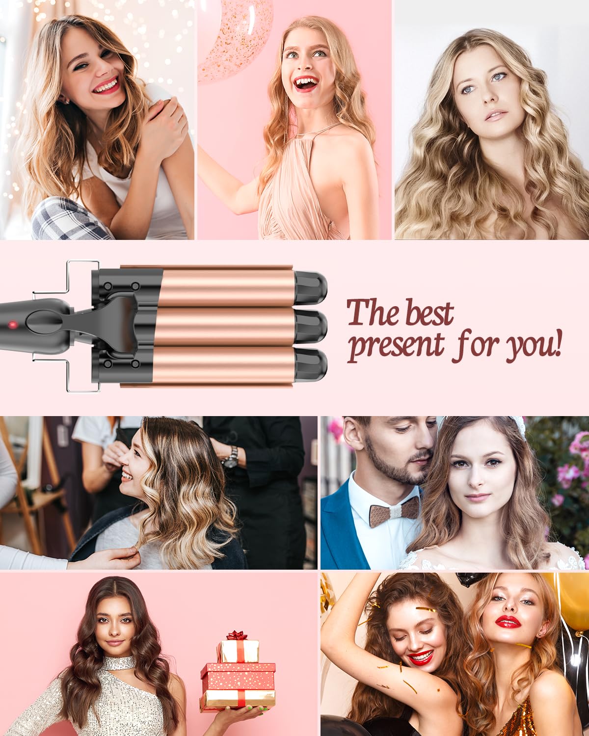 BESTOPE RAY Lockenstab 25 mm, 3-fach Lockenstab mit 30 Sekunden Aufheizzeit, C 8