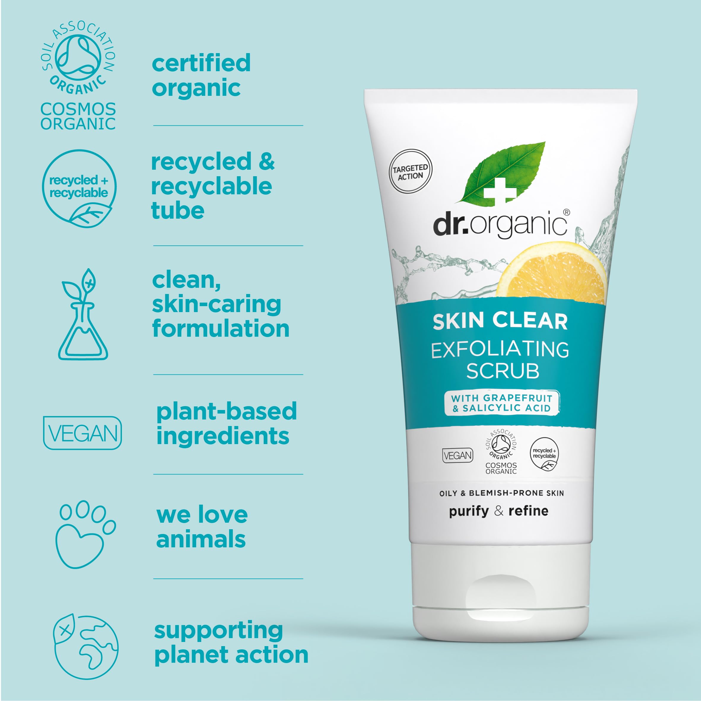 Dr Organic Skin Clear Exfoliating Scrub with Tea Tree and Salicylic Acid 150ml 3