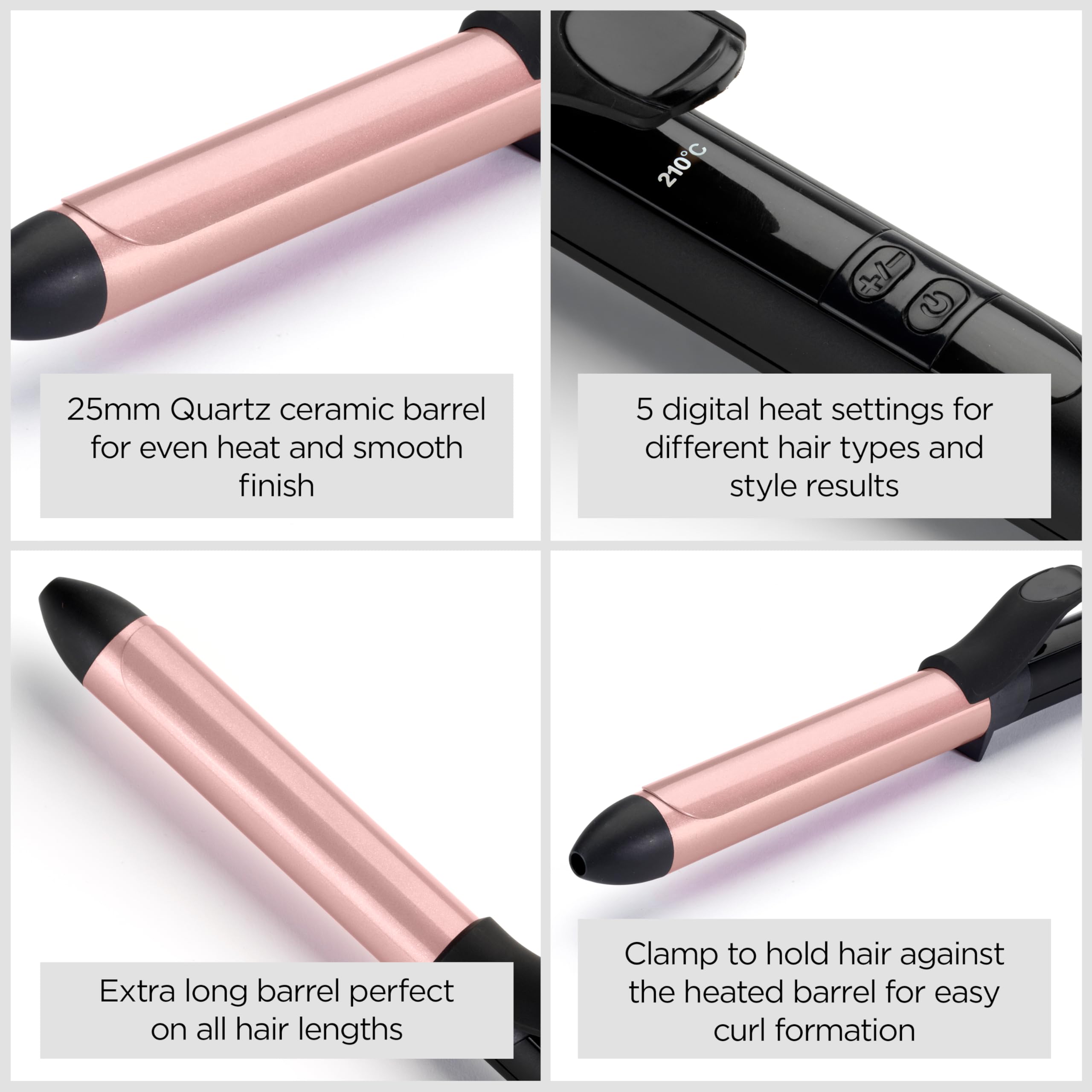 BaByliss Rose-Quartz 25mm Lockenstab - Lockenstab für natürliche Wellen und 4