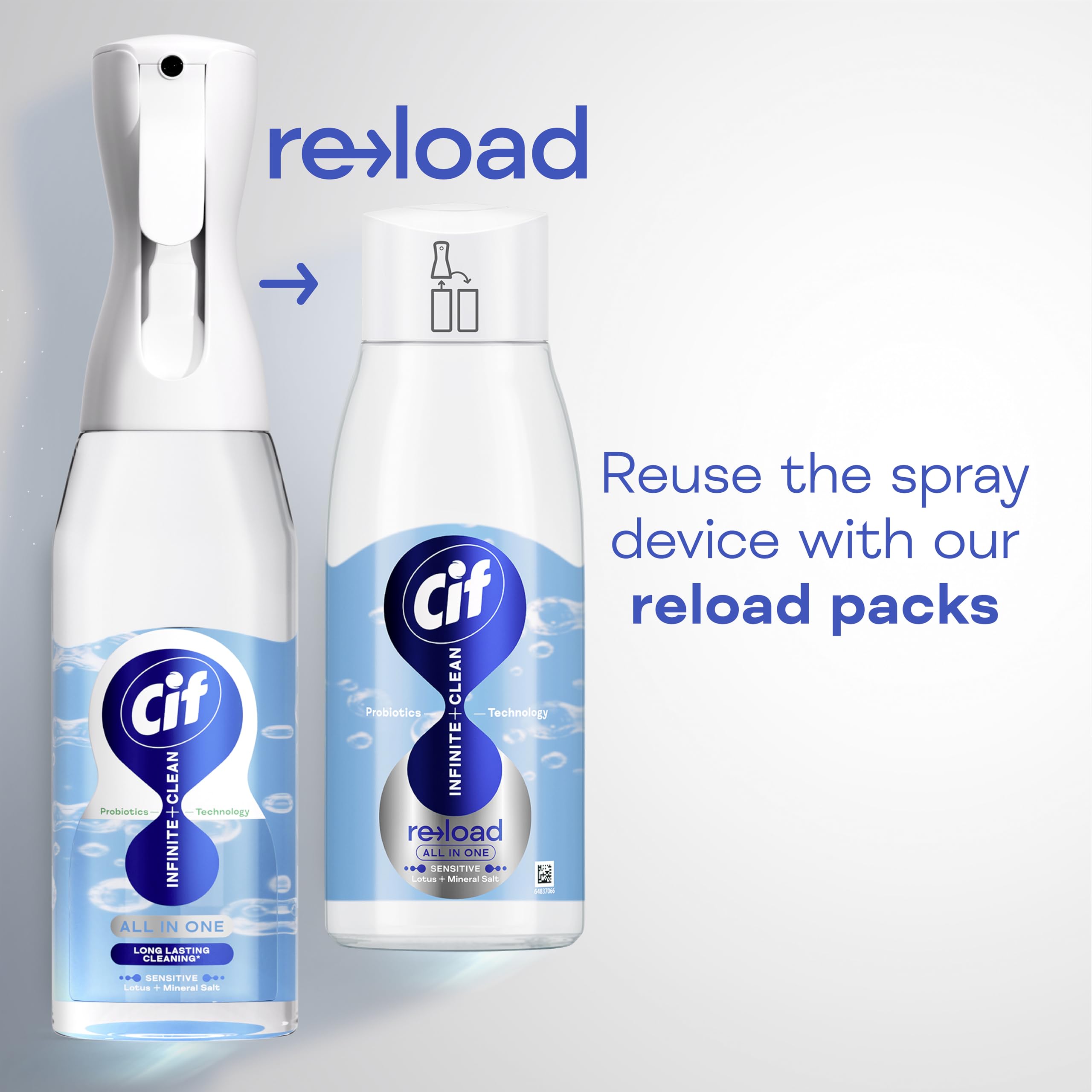 Cif Infinite Clean Sensitive Lotus & Mineral Salt All in One Cleaner Reload Pack 4