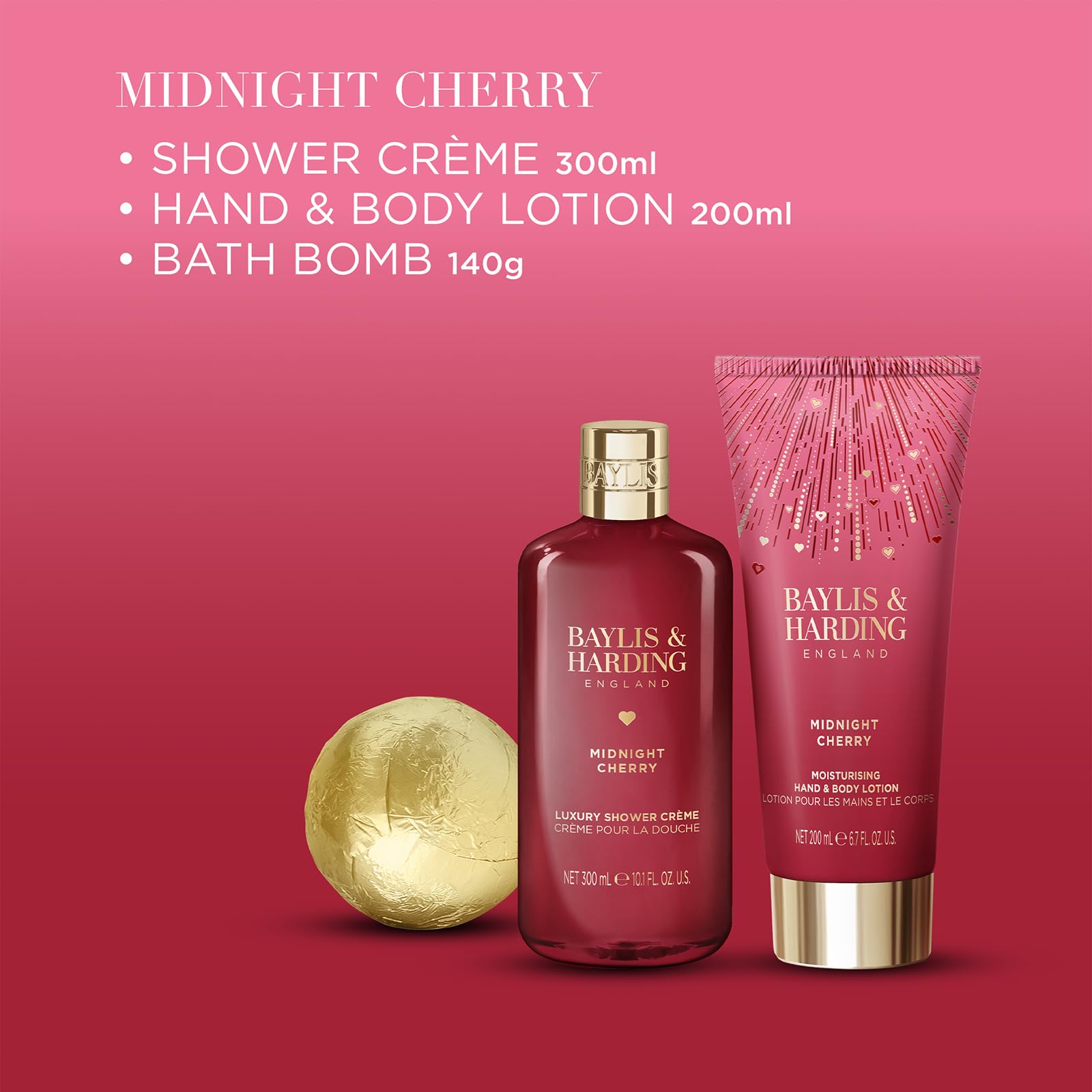 Baylis & Harding Midnight Cherry Luxury Heart Keepsake Gift Set - Vegan Friendly 3