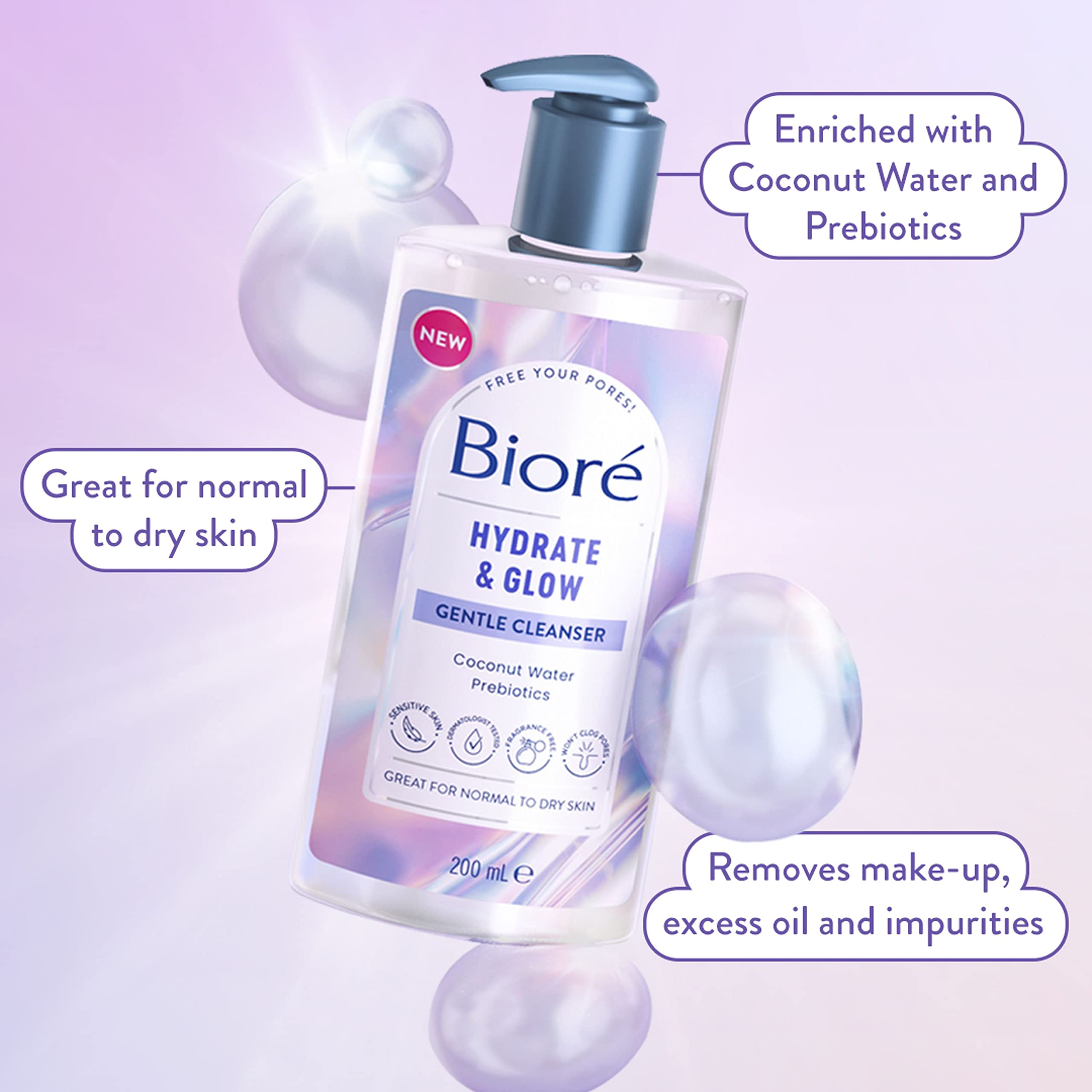 Bioré Hydrate and Glow Gentle Cleanser for Combination Skin