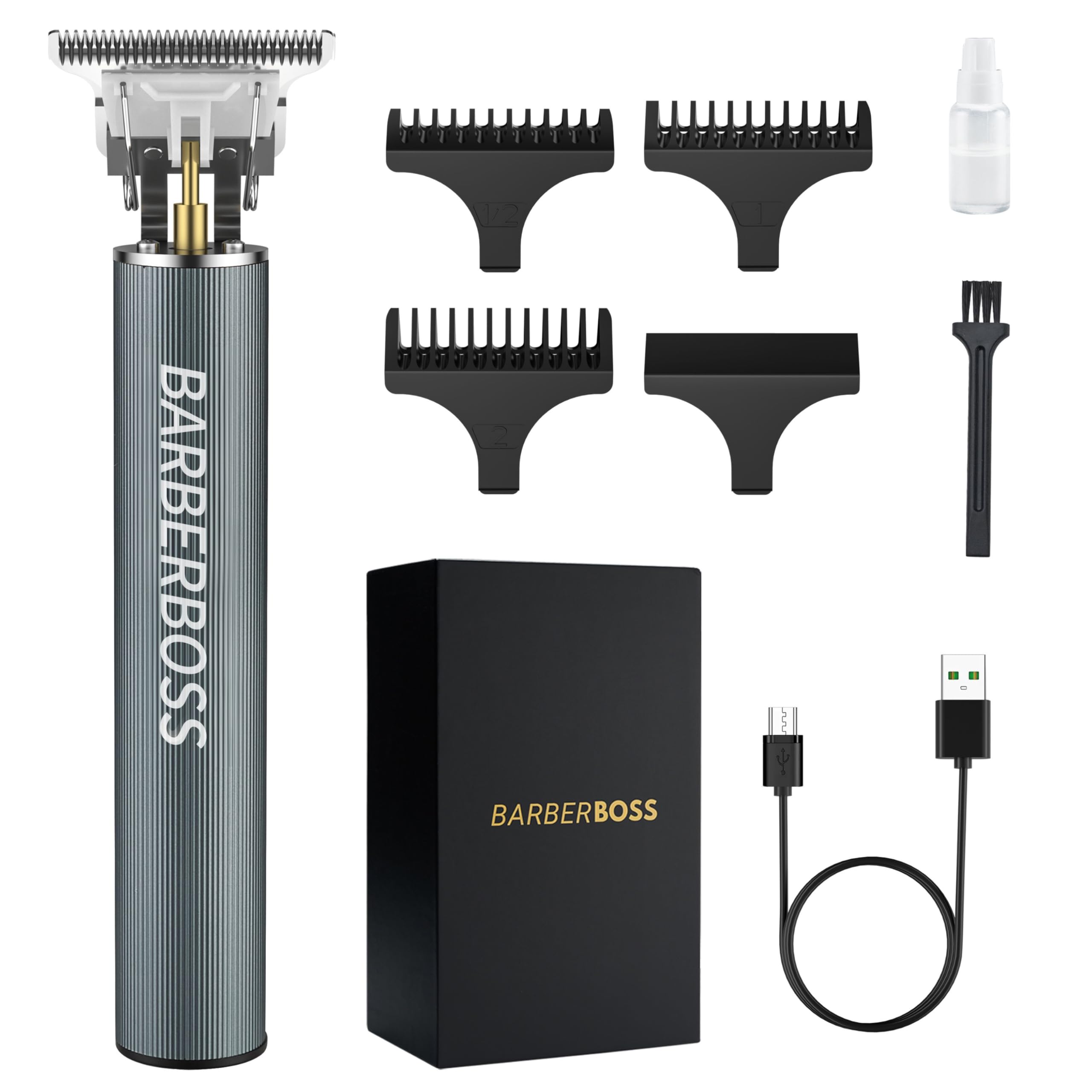 BARBERBOSS Professional Cordless T-Blade Beard Trimmer & Hair Clippers for Men