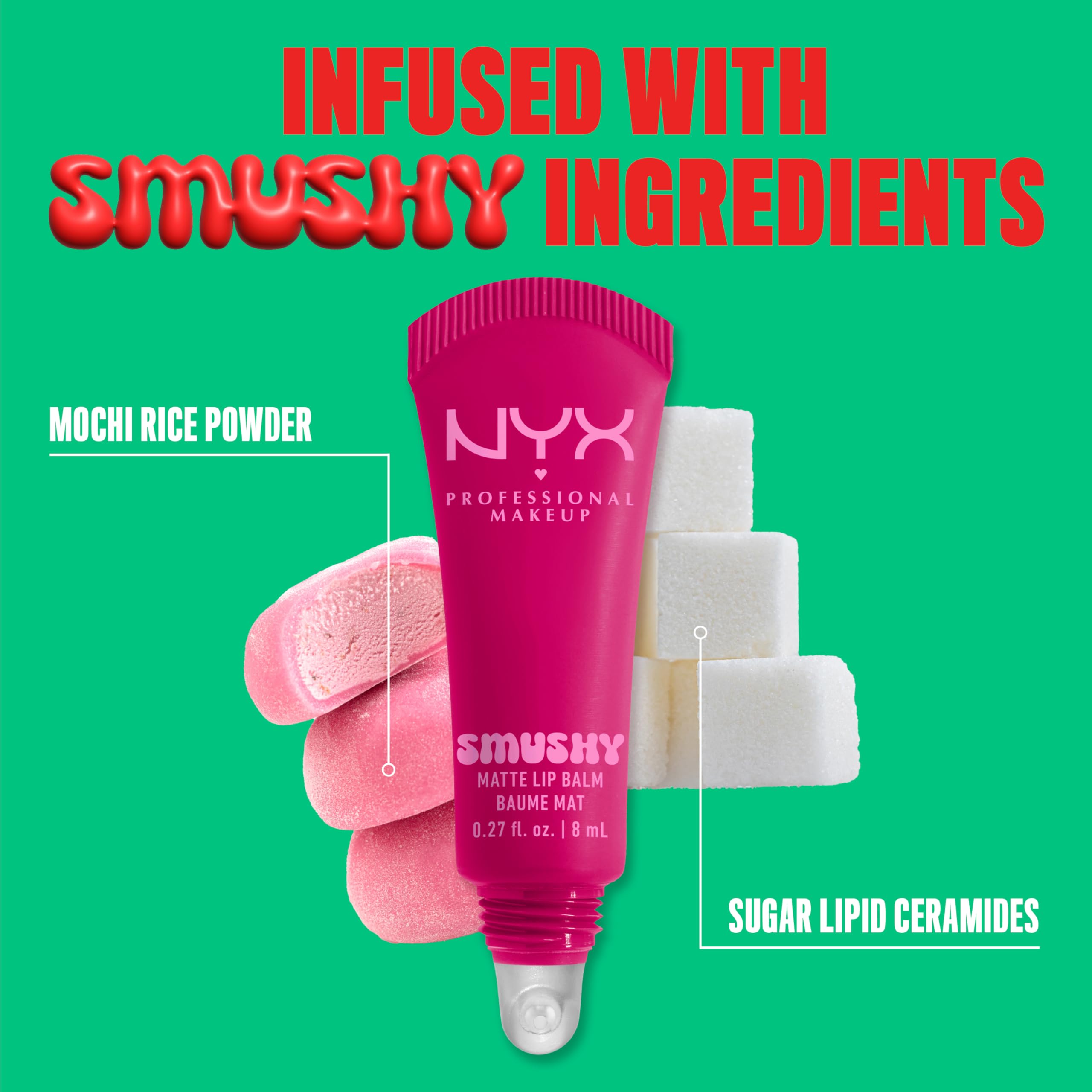 NYX Professional Makeup Smushy Matte Lip Balm, Silly Sippin, Hydrating Buildable Colour, 8ml 6