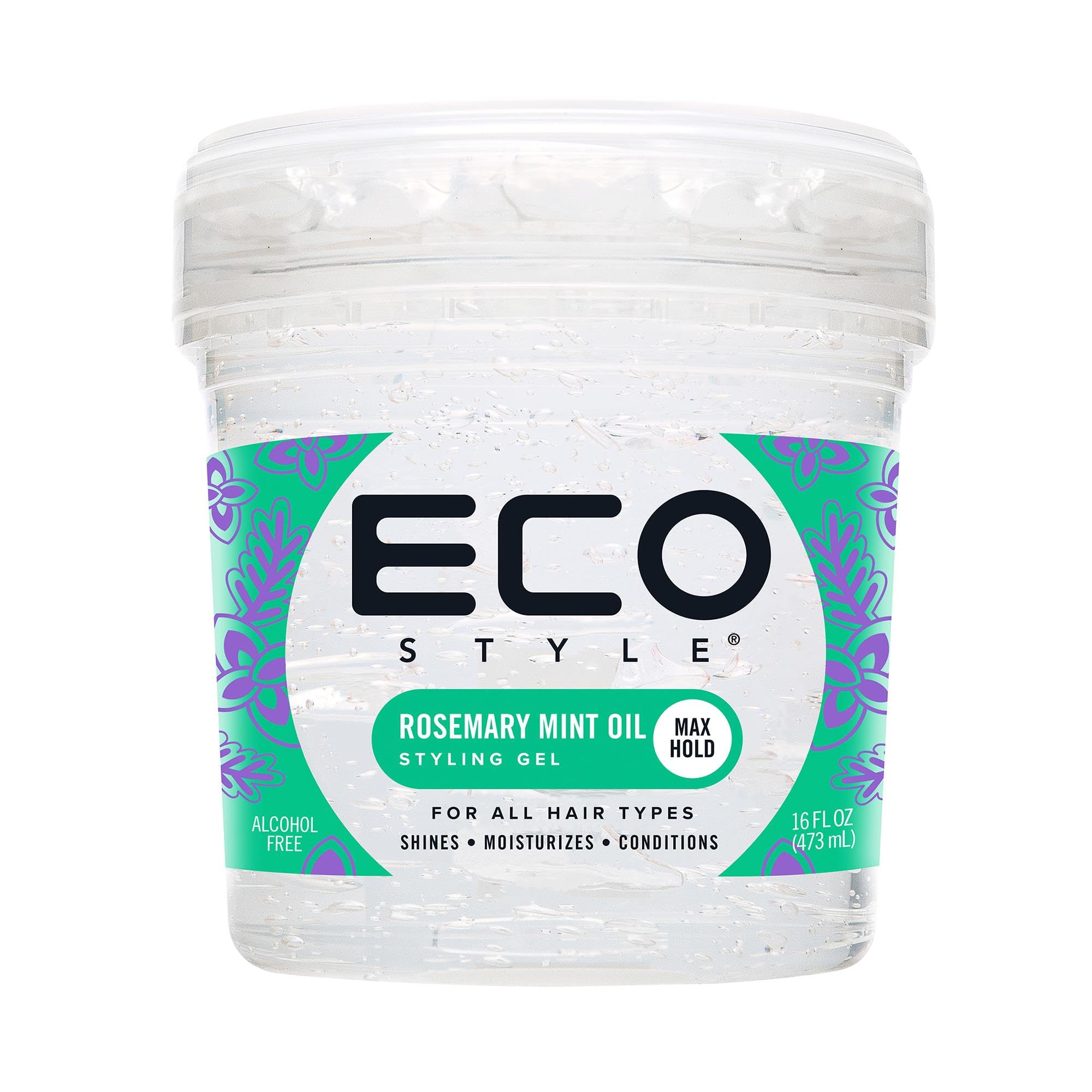 Eco Style Rosemary Mint Hair Gel for Strong Hold, Hydration, and Hair Strengthening