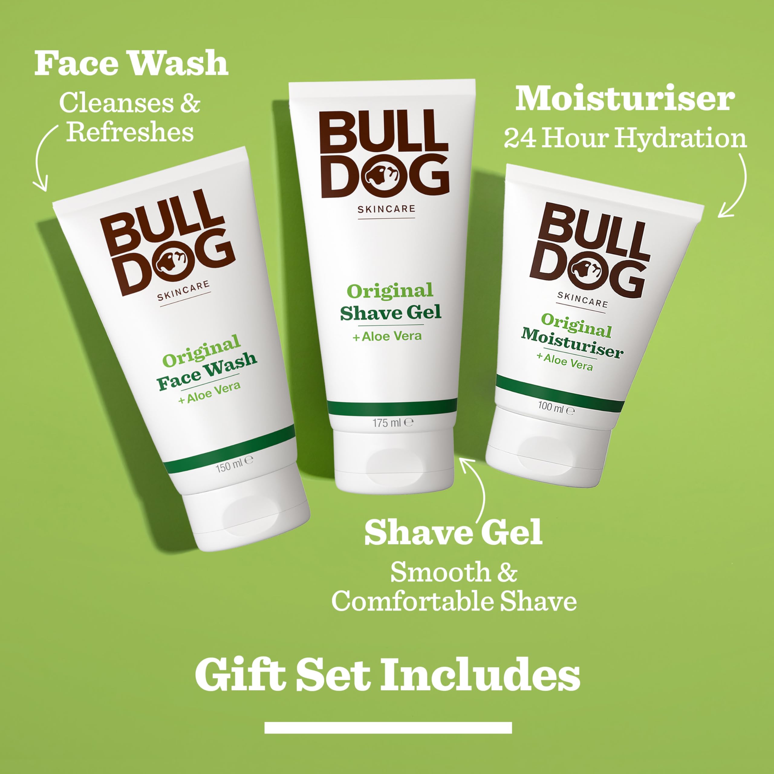 Bulldog Skincare Original Trio Gift Set: Face Wash, Shave Gel & Moisturiser for Men