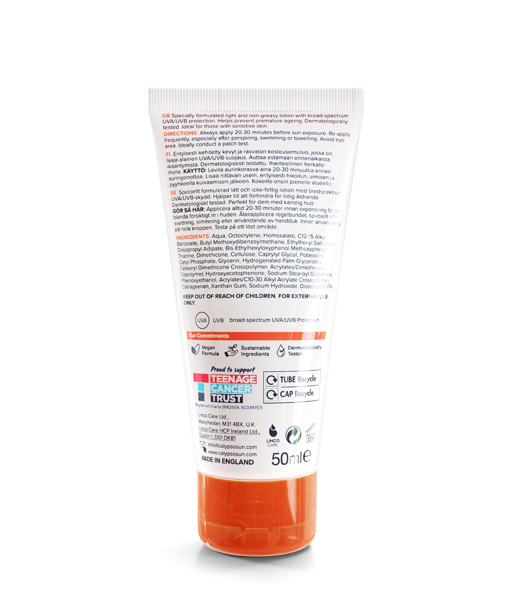 Calypso Sensitive Skin Face Sun Lotion SPF 50+ Very High Protection UVA/UVB 4