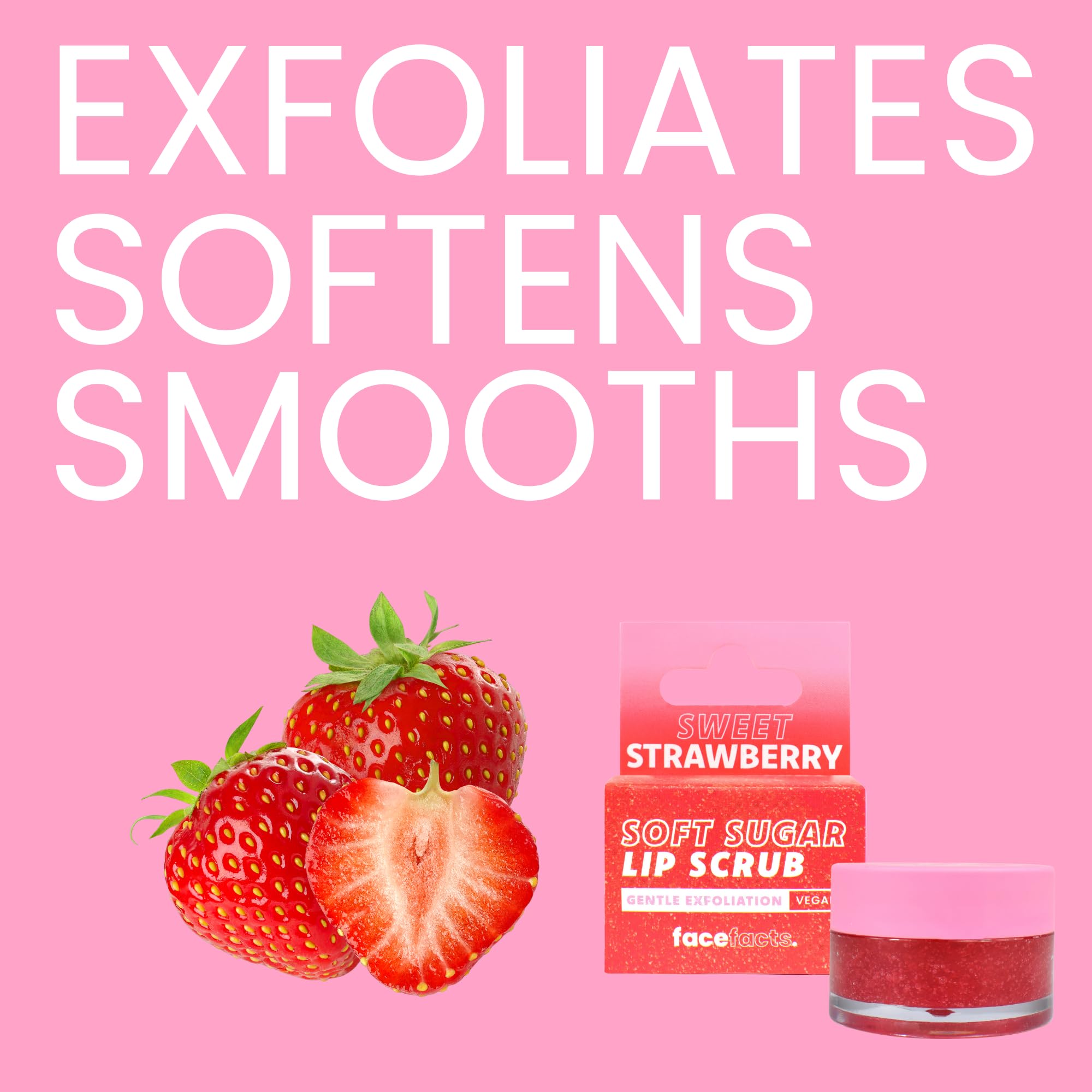 Face Facts Candied Sweet Strawberry Lip Scrub for Softening and Smoothing Dry Lips (10g) 4